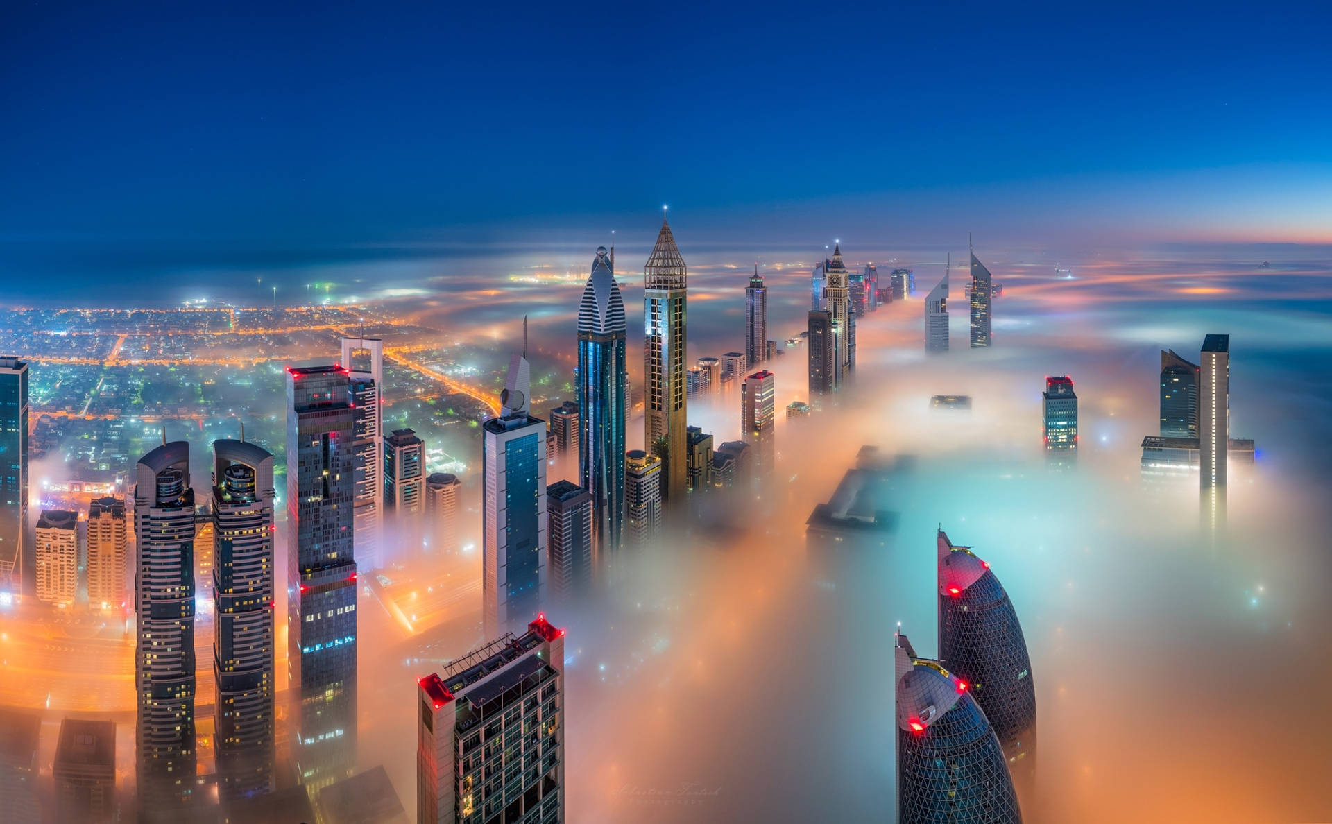City Lights In Dubai Background