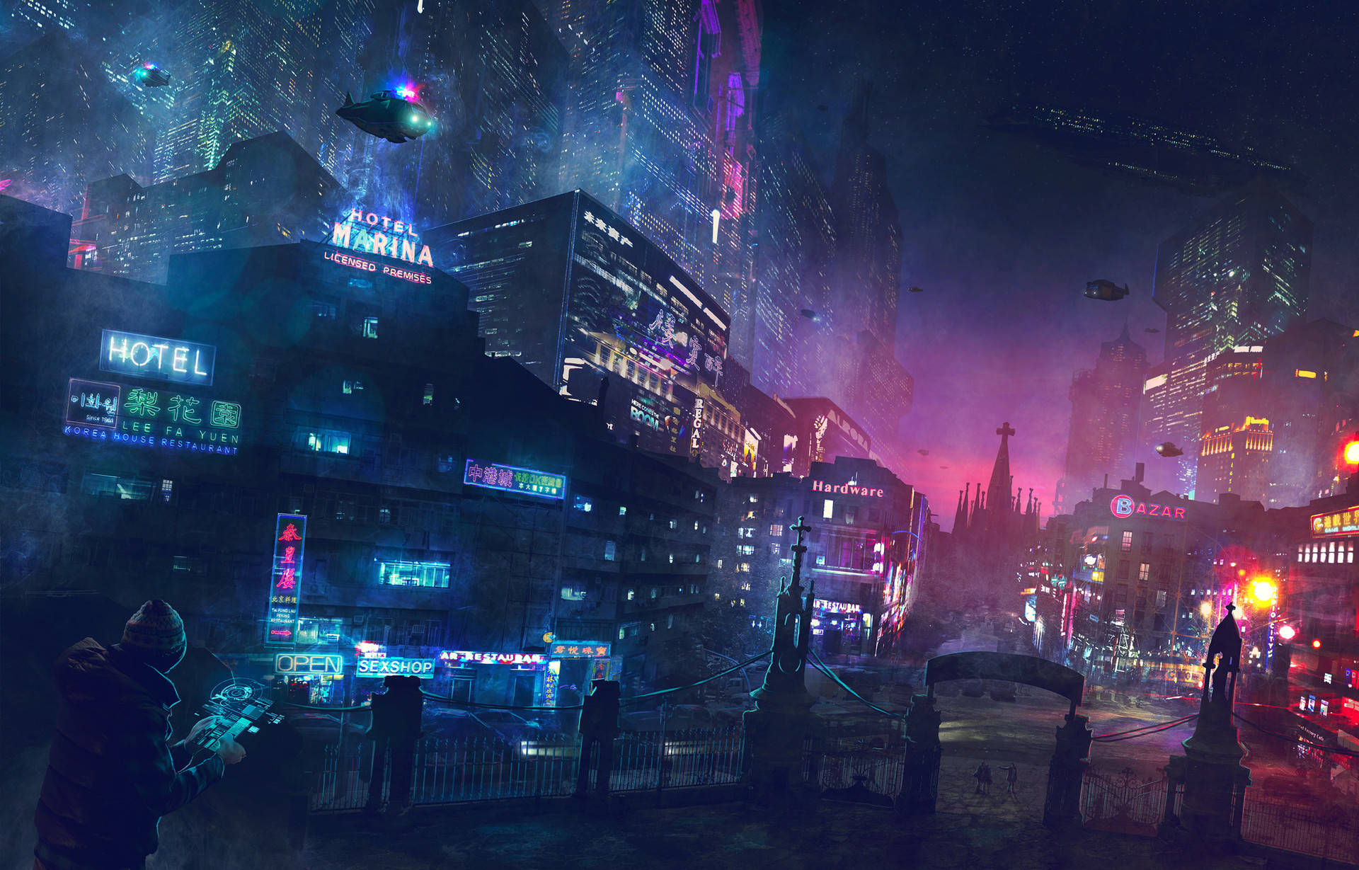 City Lights In Futuristic World Background
