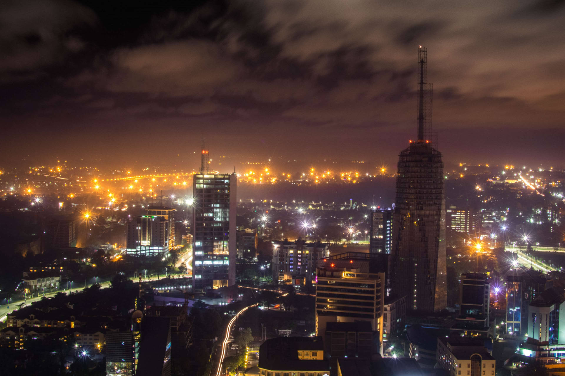 City Lights View In Kenya Background