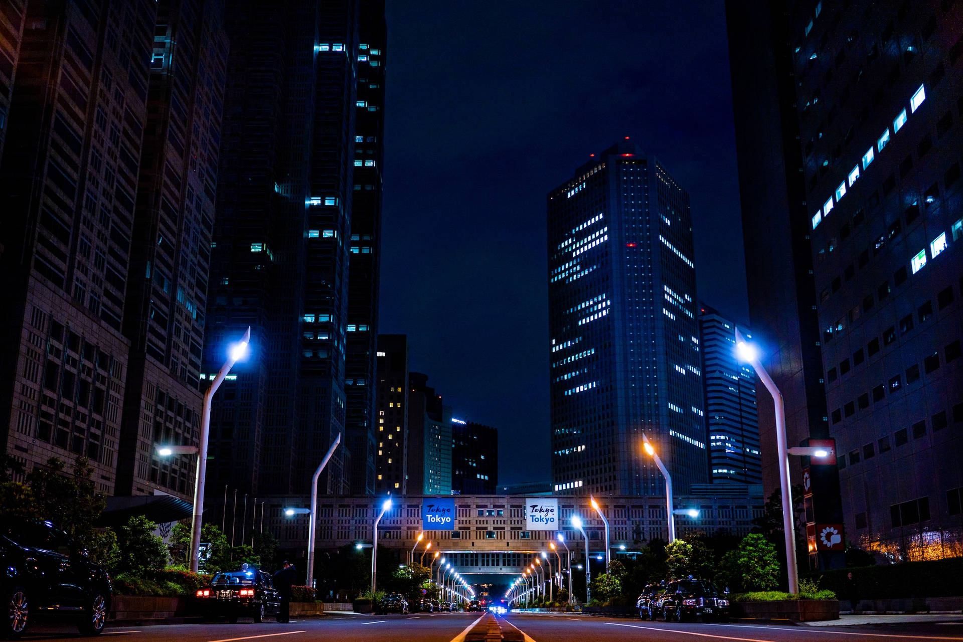 City Night Main Road Background