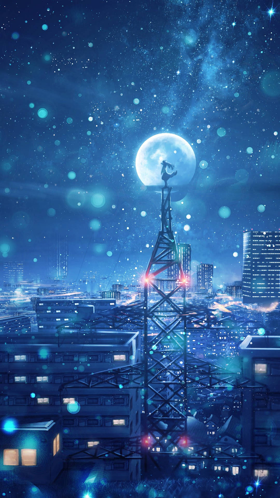 City Night Sky Anime Phone Background