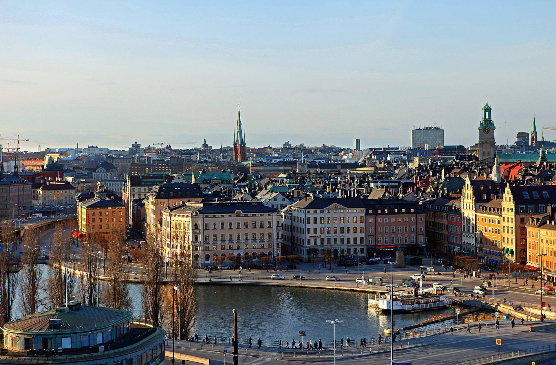 City Of Stockholm Clear Skies Background