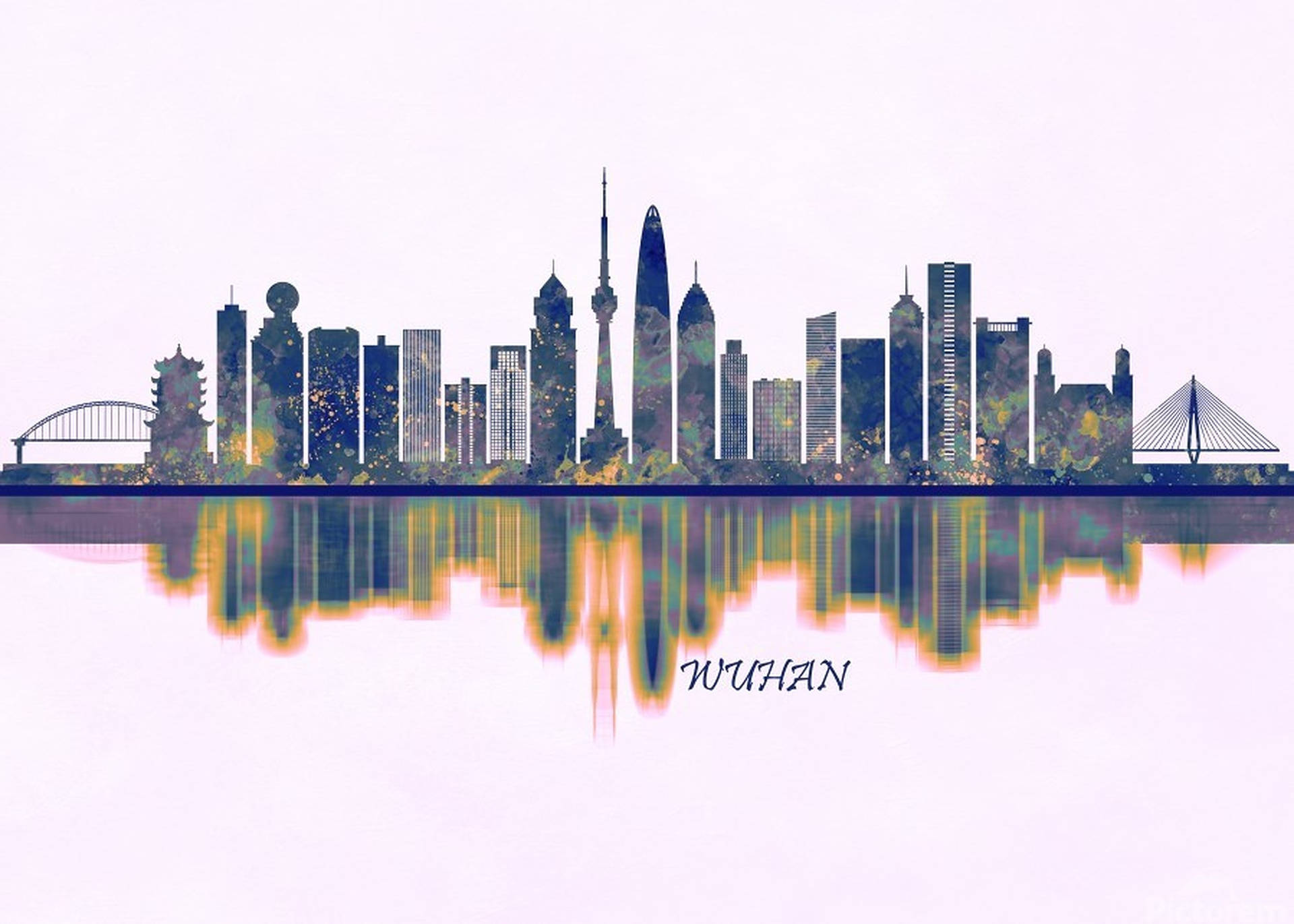 City Of Wuhan Reflection Art Background