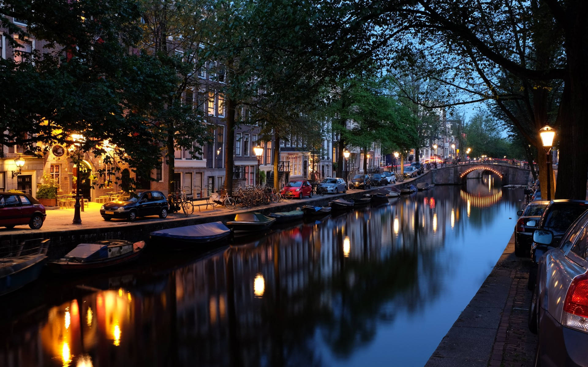 City River In Amsterdam Netherlands Background