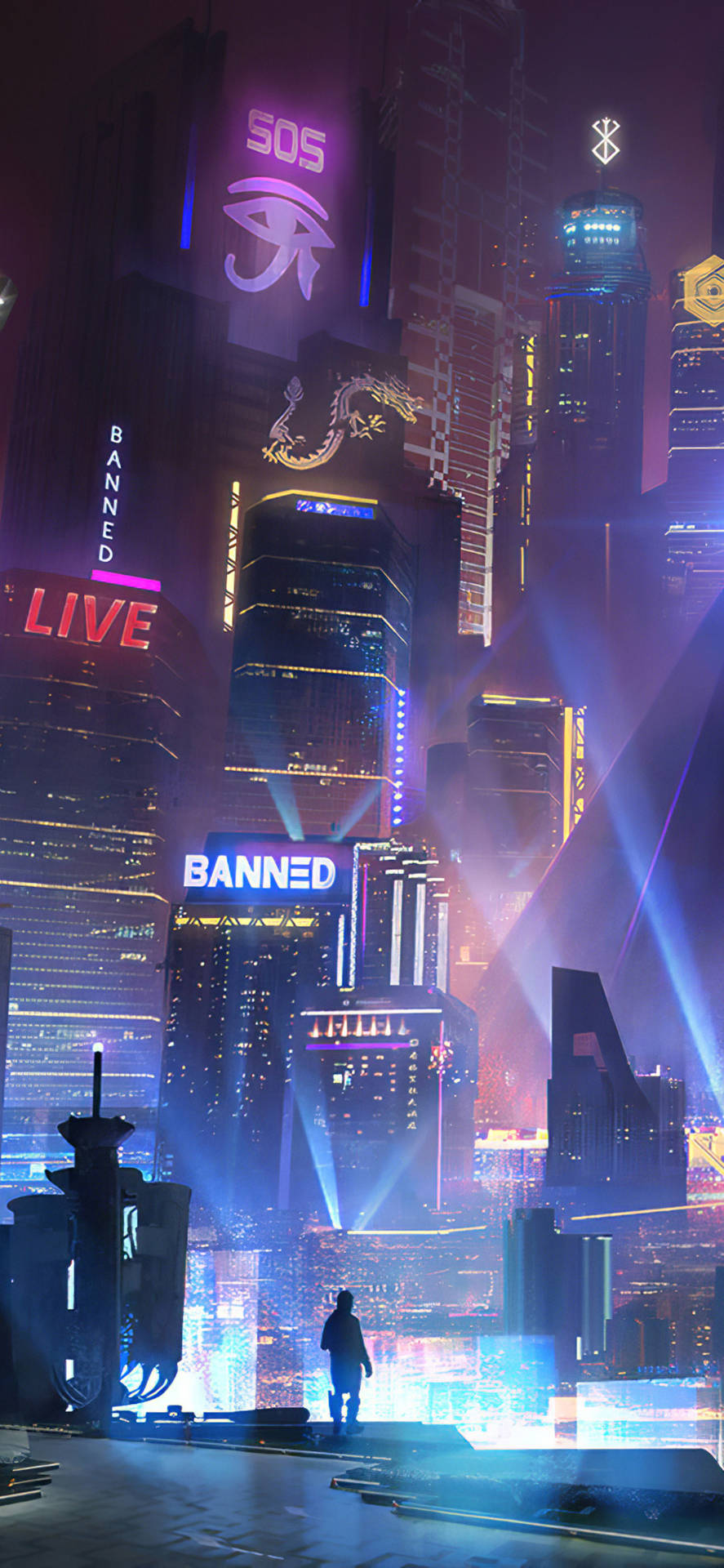 City Rooftop Cyberpunk Iphone X Background