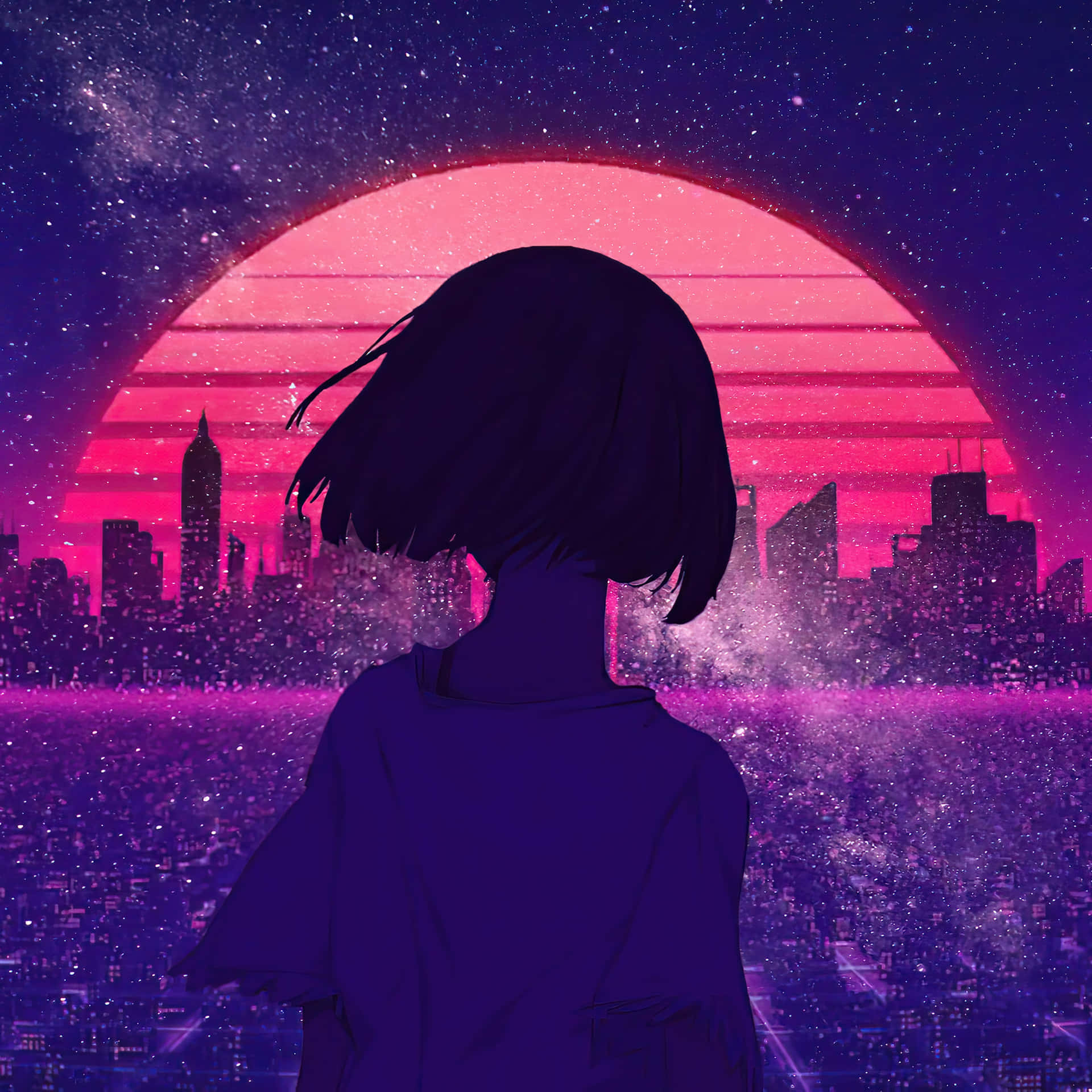 City Silhouette Anime Pfp Aesthetic Background