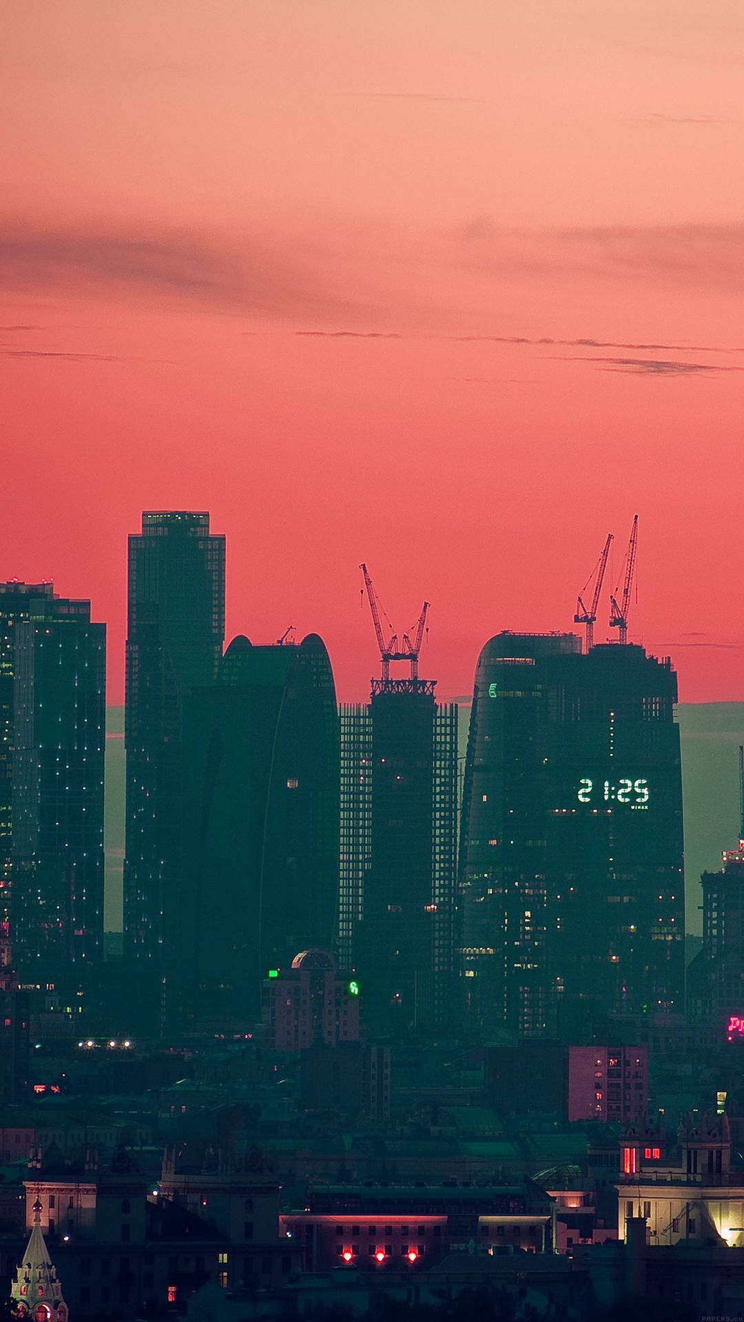 City Silhouette At Sunset Smartphone Background Background