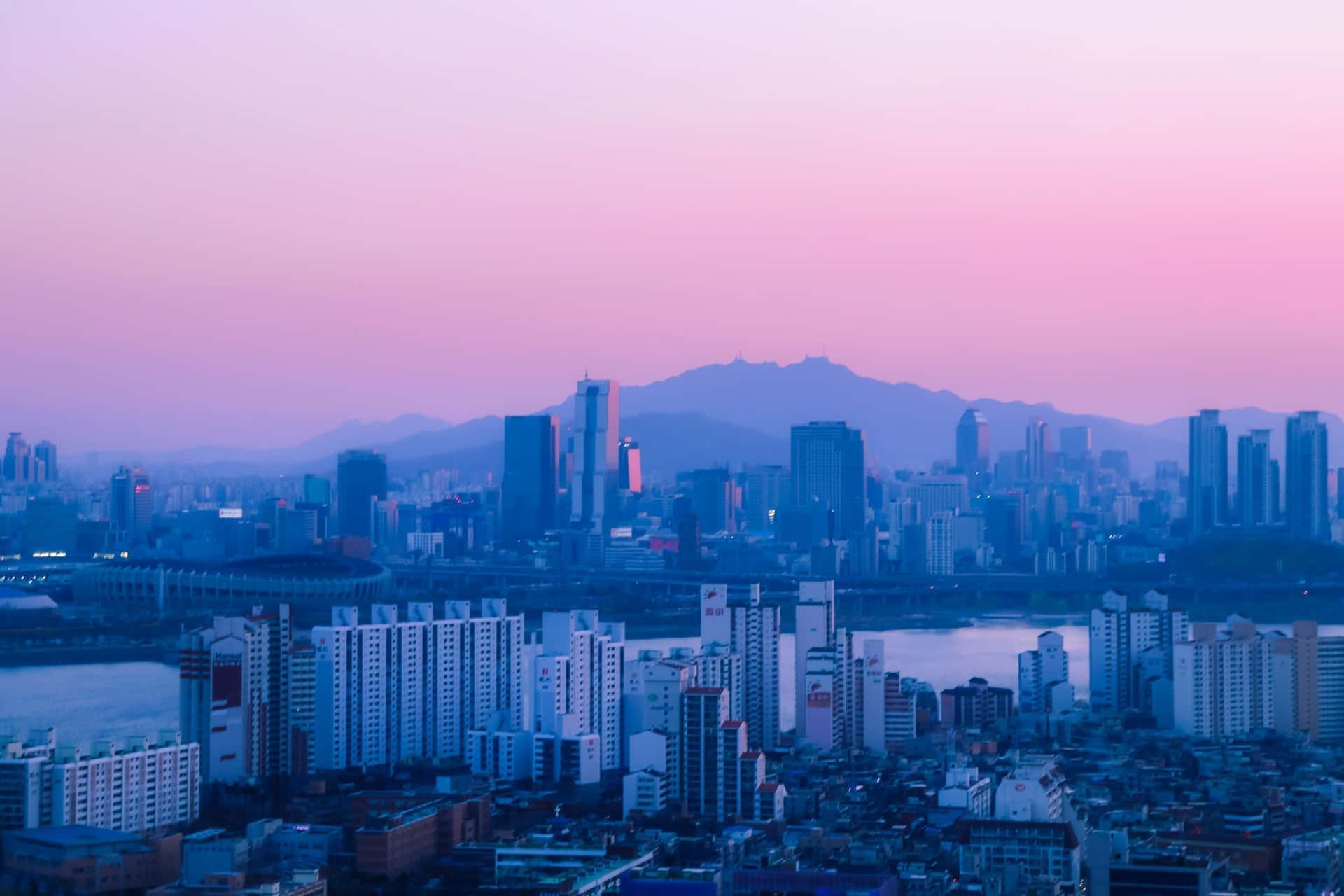City Skyline Korean Aesthetic Computer Background