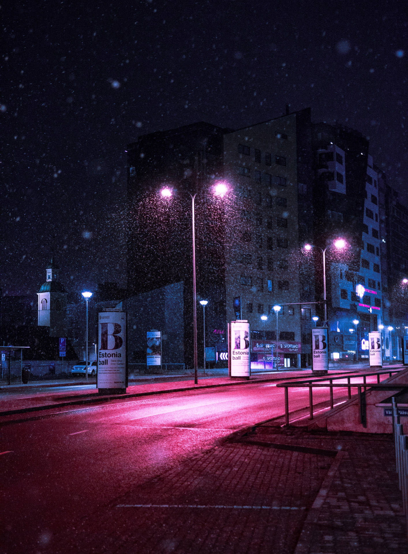 City Street Lamps Dark Purple Iphone Background