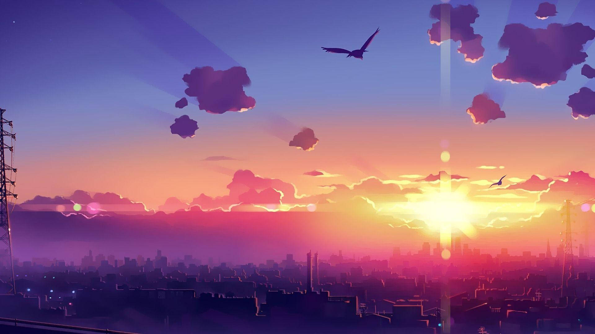 City Sunset Graphic Background