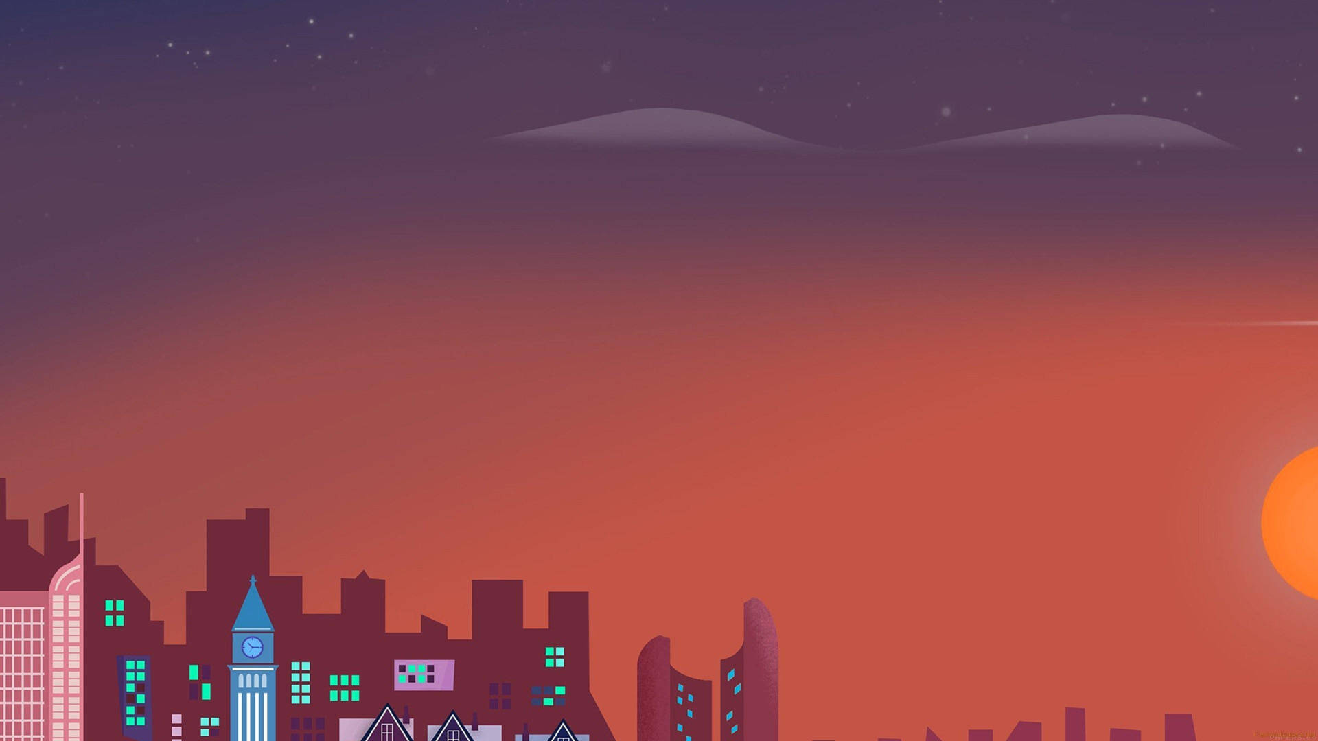 City Sunset Material Design Background