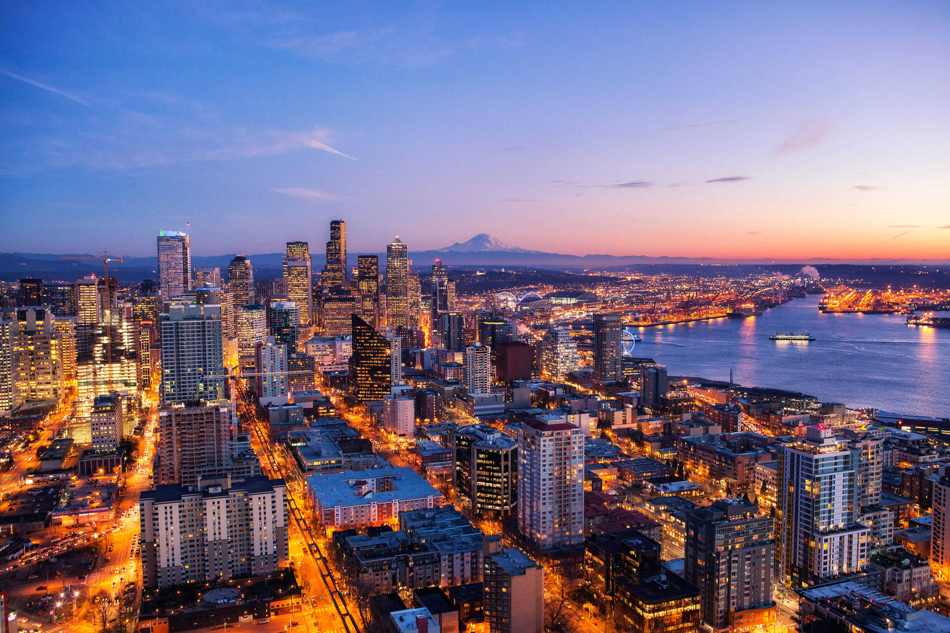 City View At Twilight Background