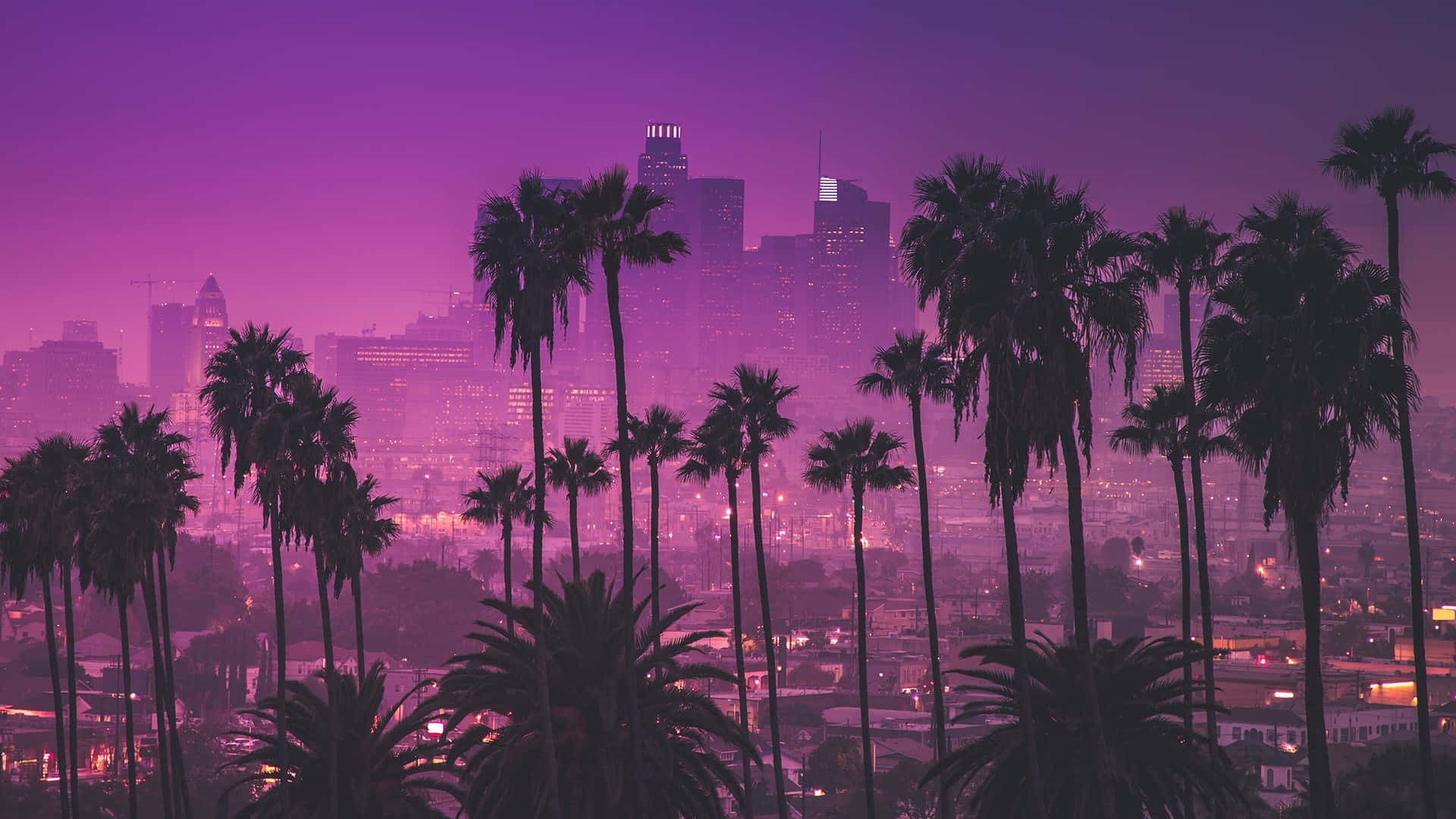 Cityscape At Night With Ultraviolet Effect Background