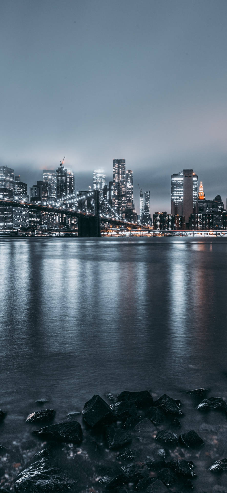 Cityscape Of New York From The Hudson River Background