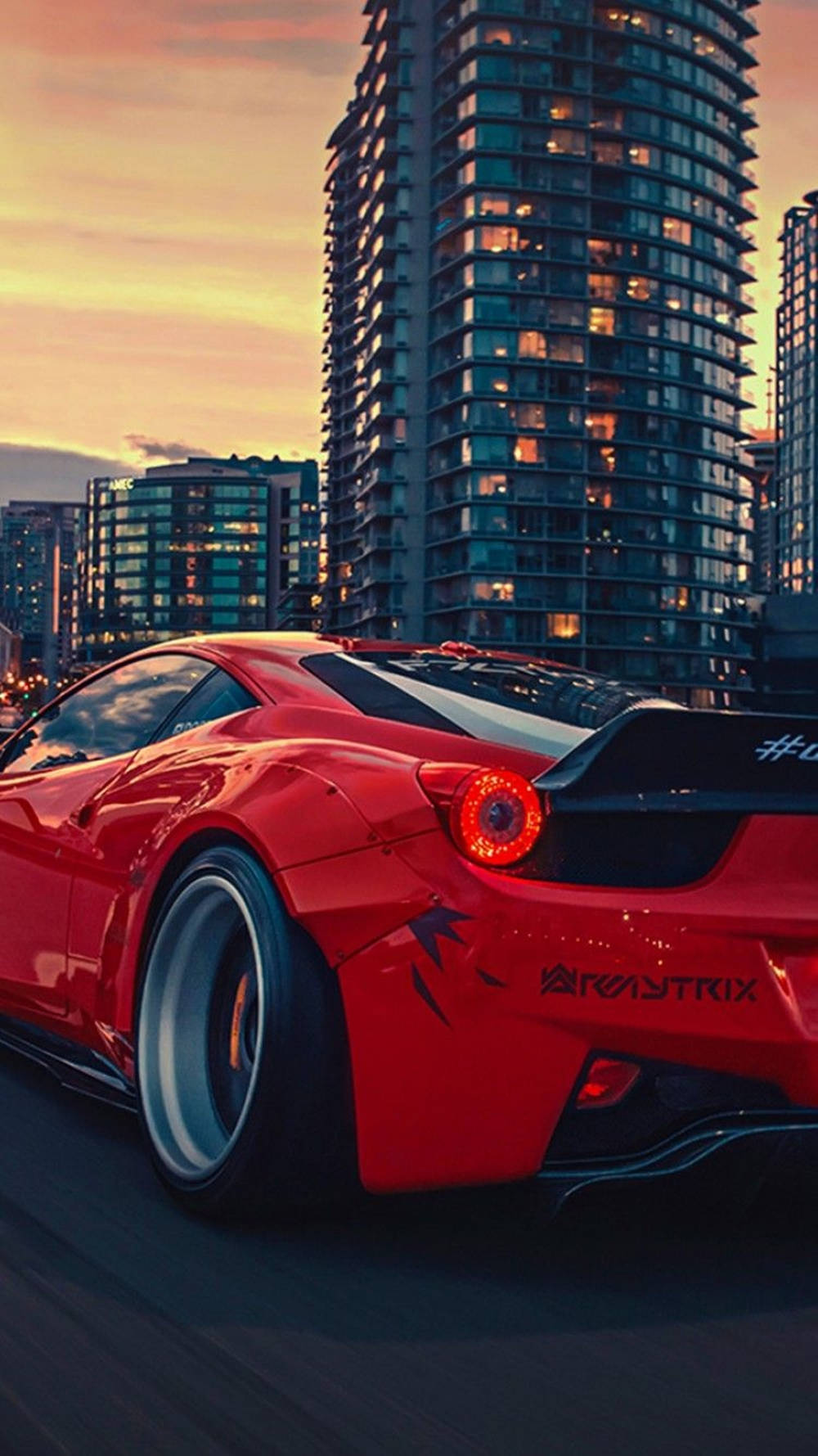 Cityscape Scarlet Ferrari Iphone Background