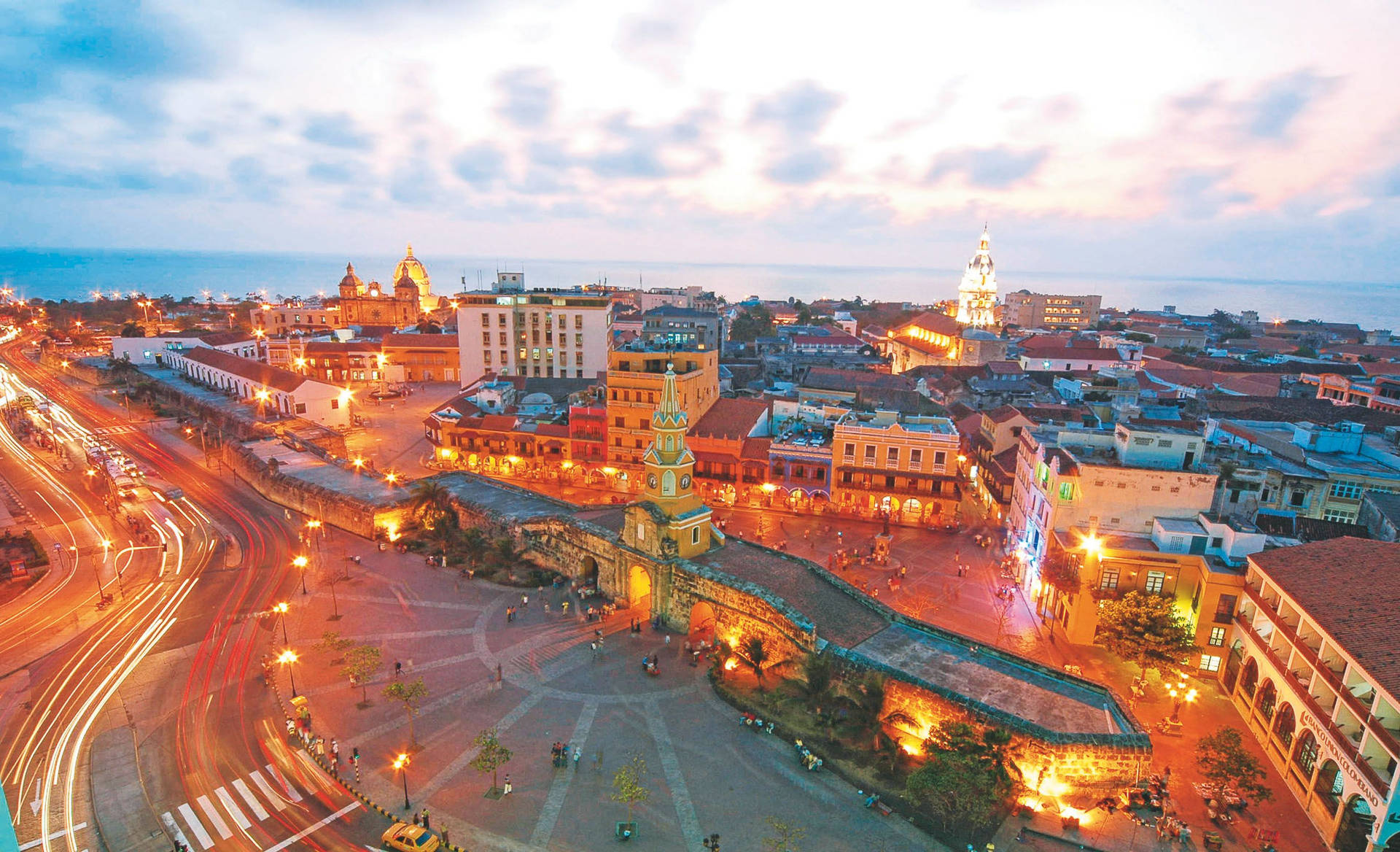 Ciudad Amurallada Cartagena Aerial View Background