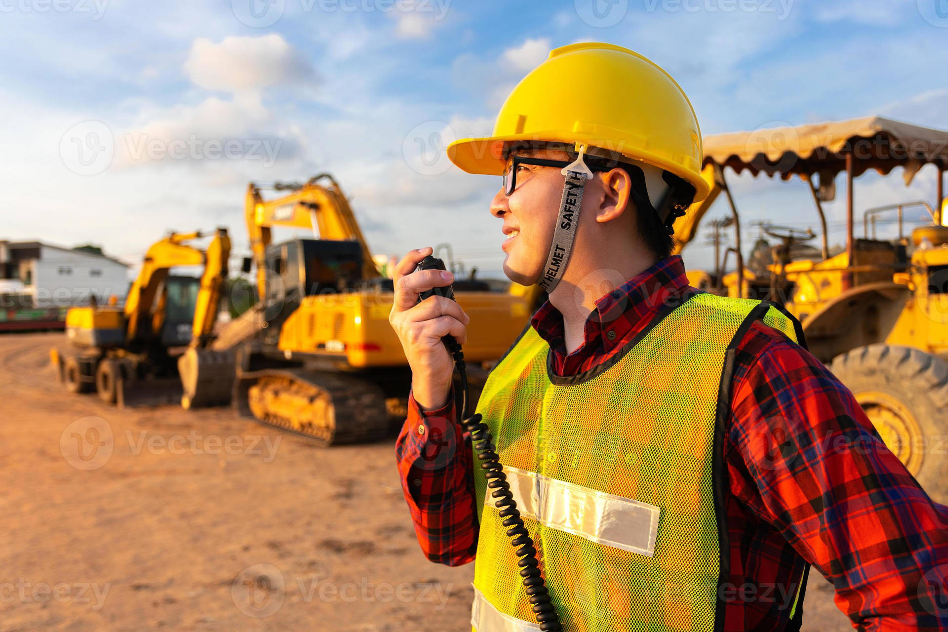 Civil Engineer With Walkie Talkie Background