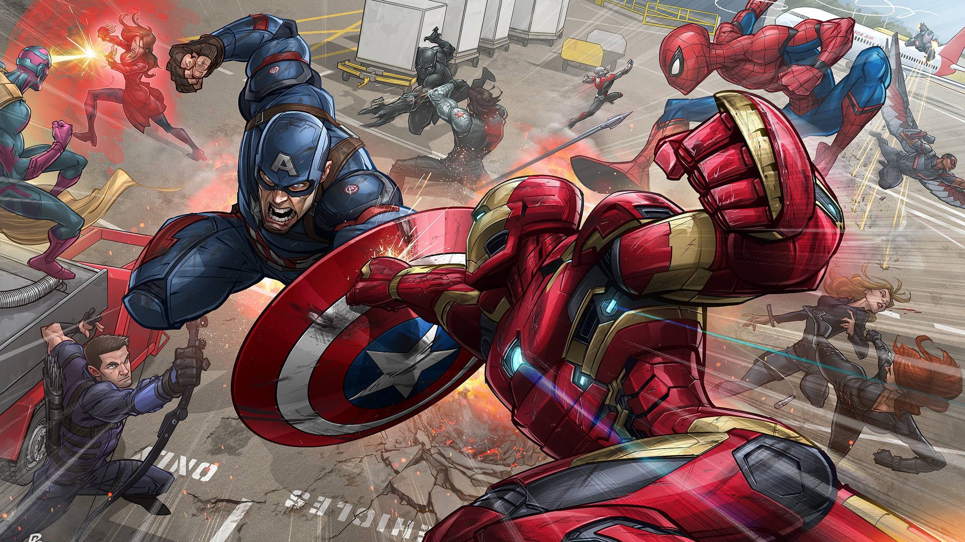 Civil War Illustrated Marvel Laptop Background