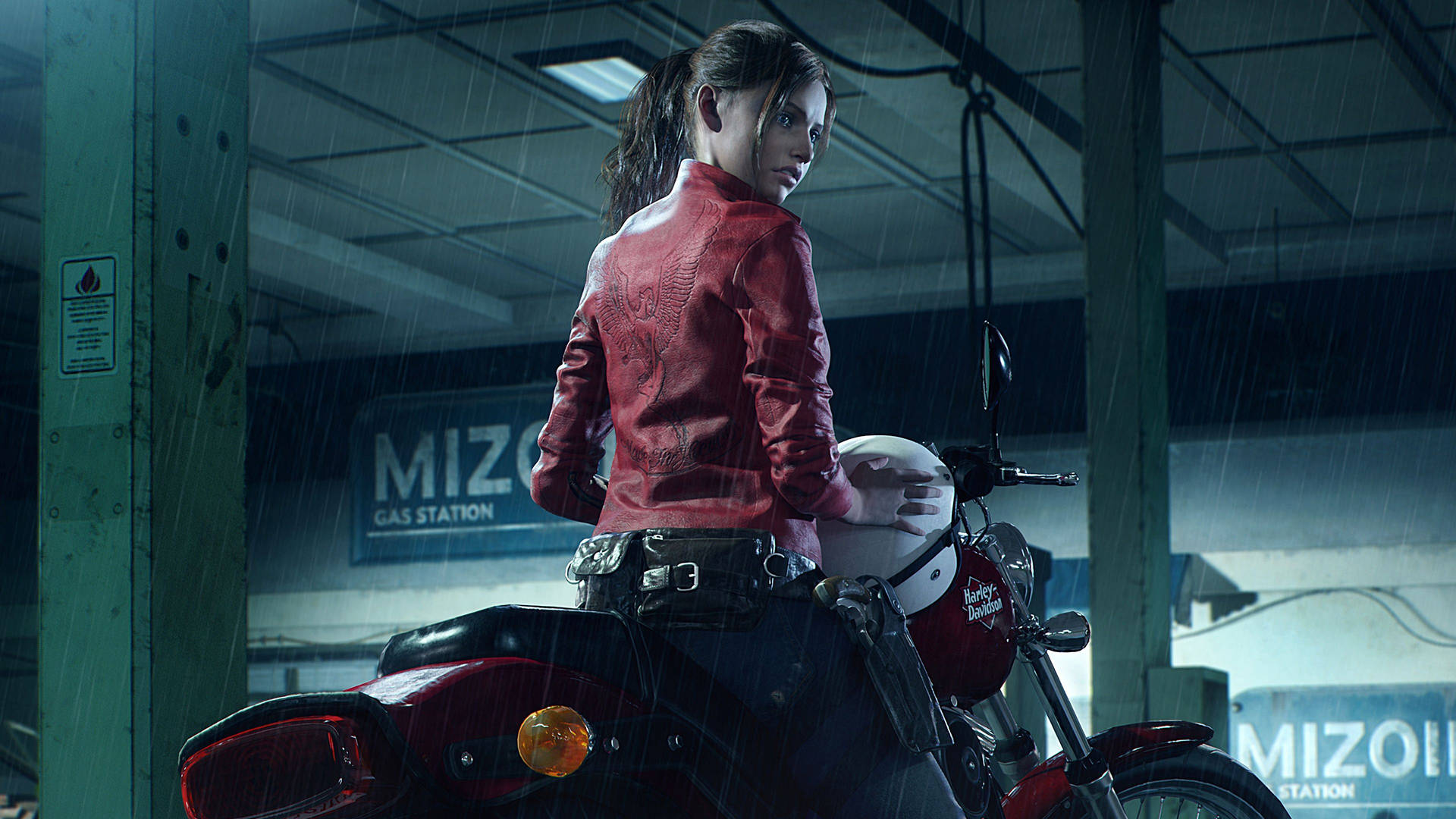 Claire Harley Davidson Resident Evil 2 Remake Background