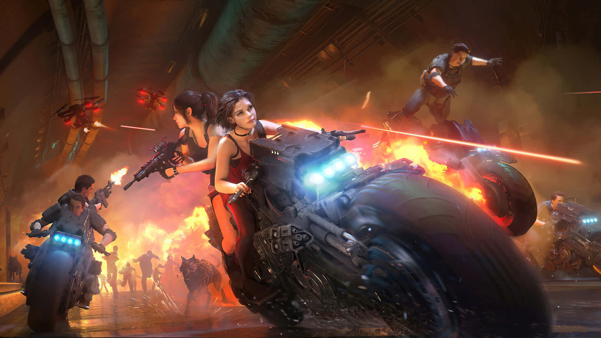 Claire Redfield In Search Of Survivors In The Infamous Racoon City Background