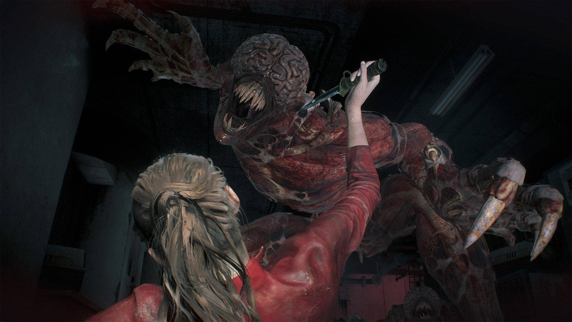 Claire Vs Licker Resident Evil 2 Remake Background