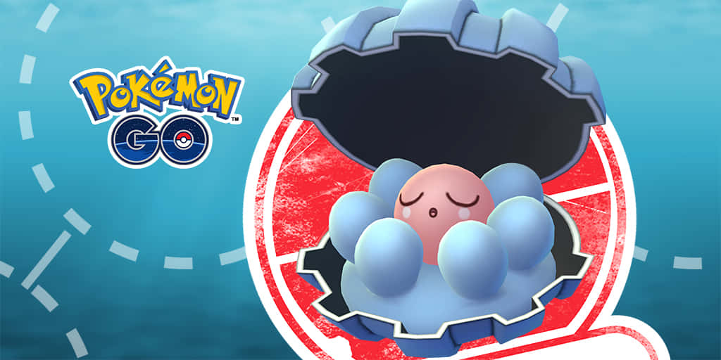Clamperl With Pokemon Go Logo Background