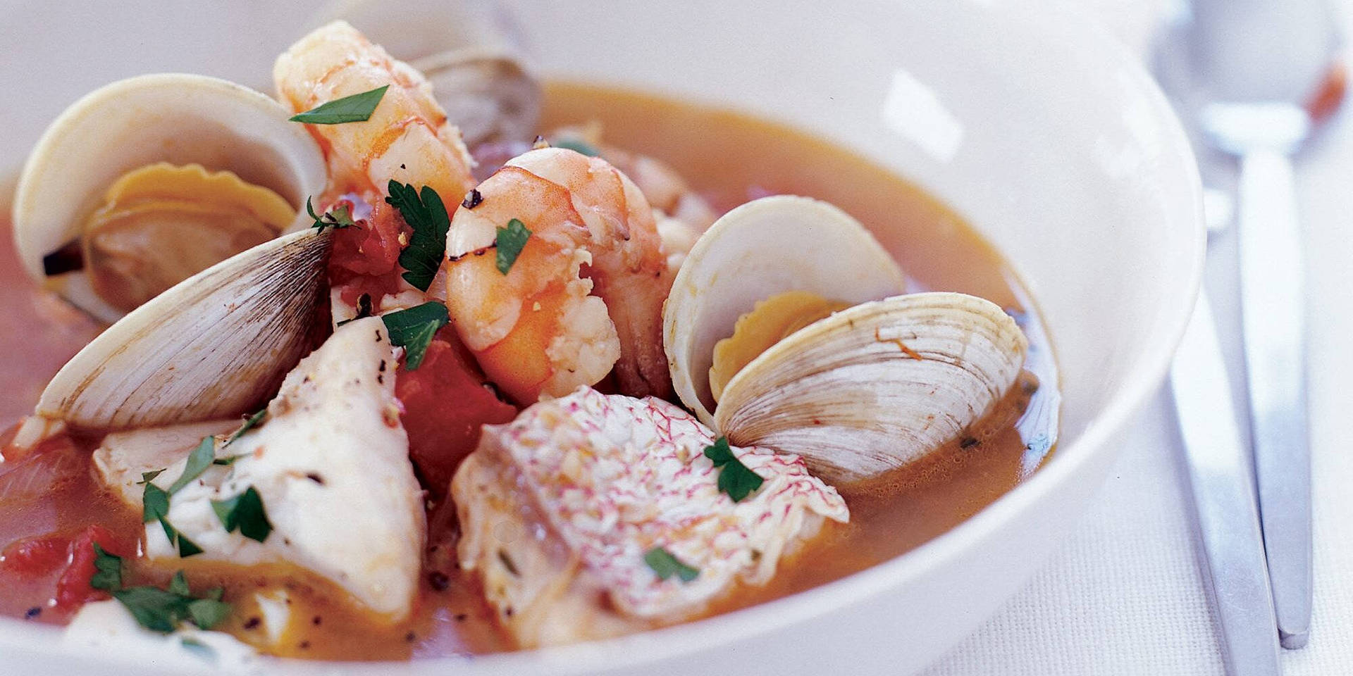 Clams Bouillabaisse French Cuisine Macro Shot Background