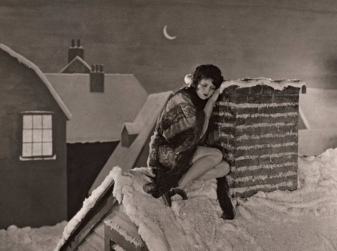 Clara Bow By The Chimney Background