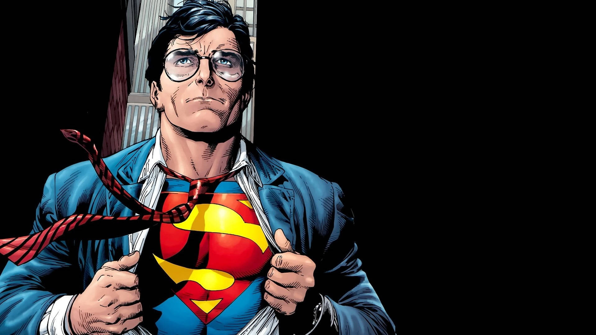 Clark Kent Revealing Superman Logo Background