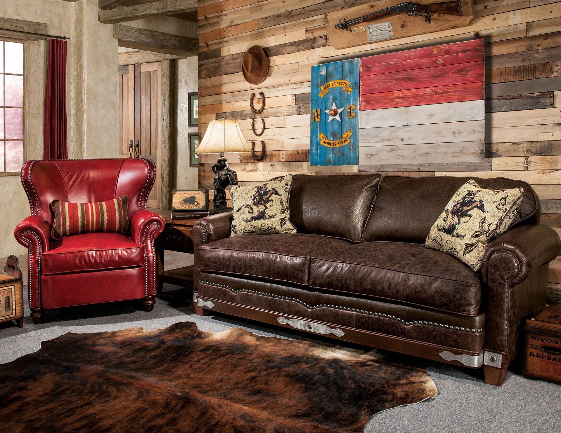Classic Animal Leather Living Room Sofa Background