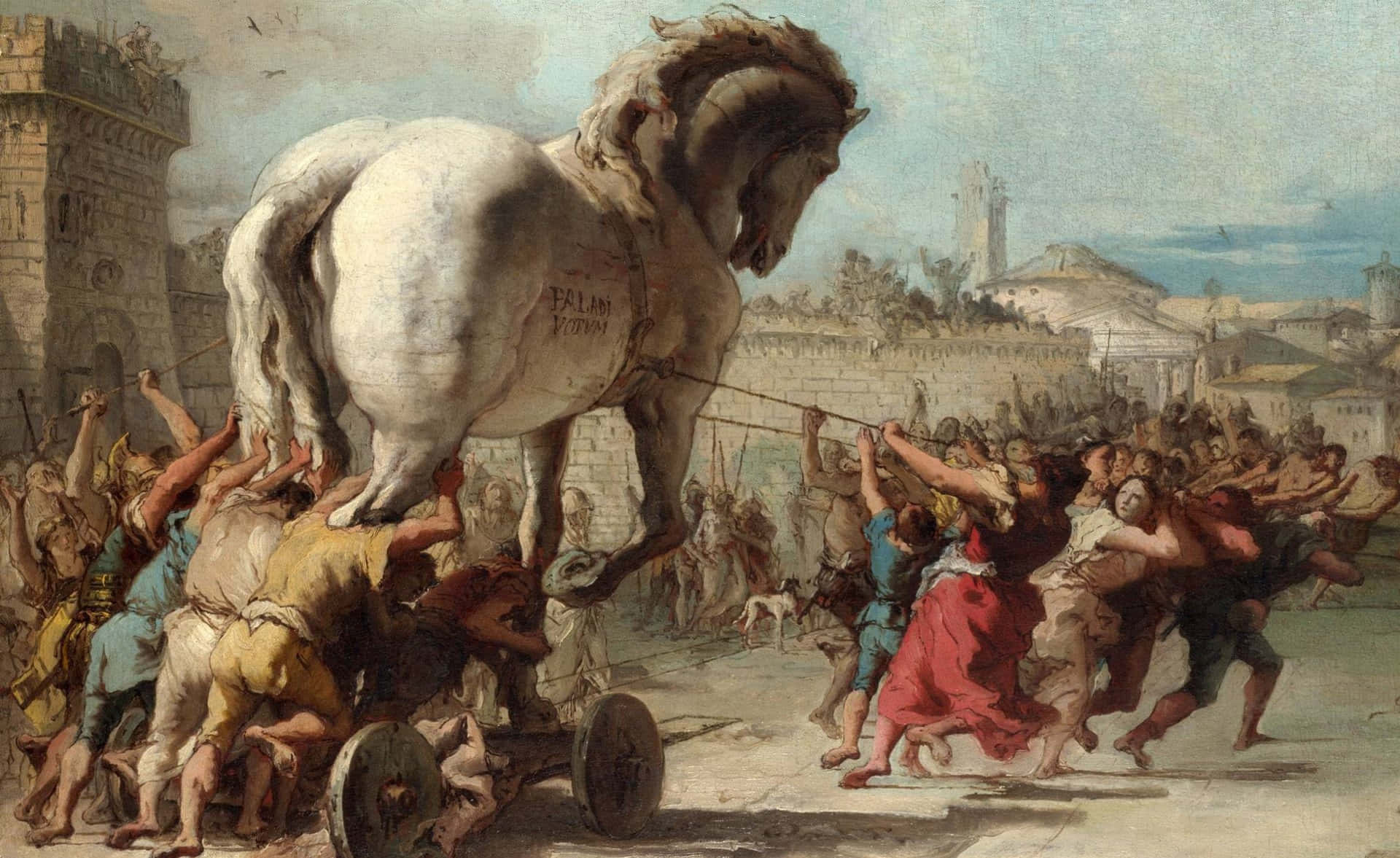 Classic Art The Procession Of The Trojan Horse Into Troy Background