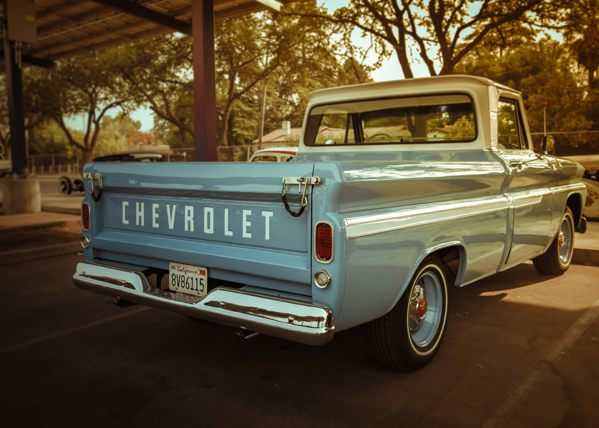Classic Blue Chevrolet Truck Background