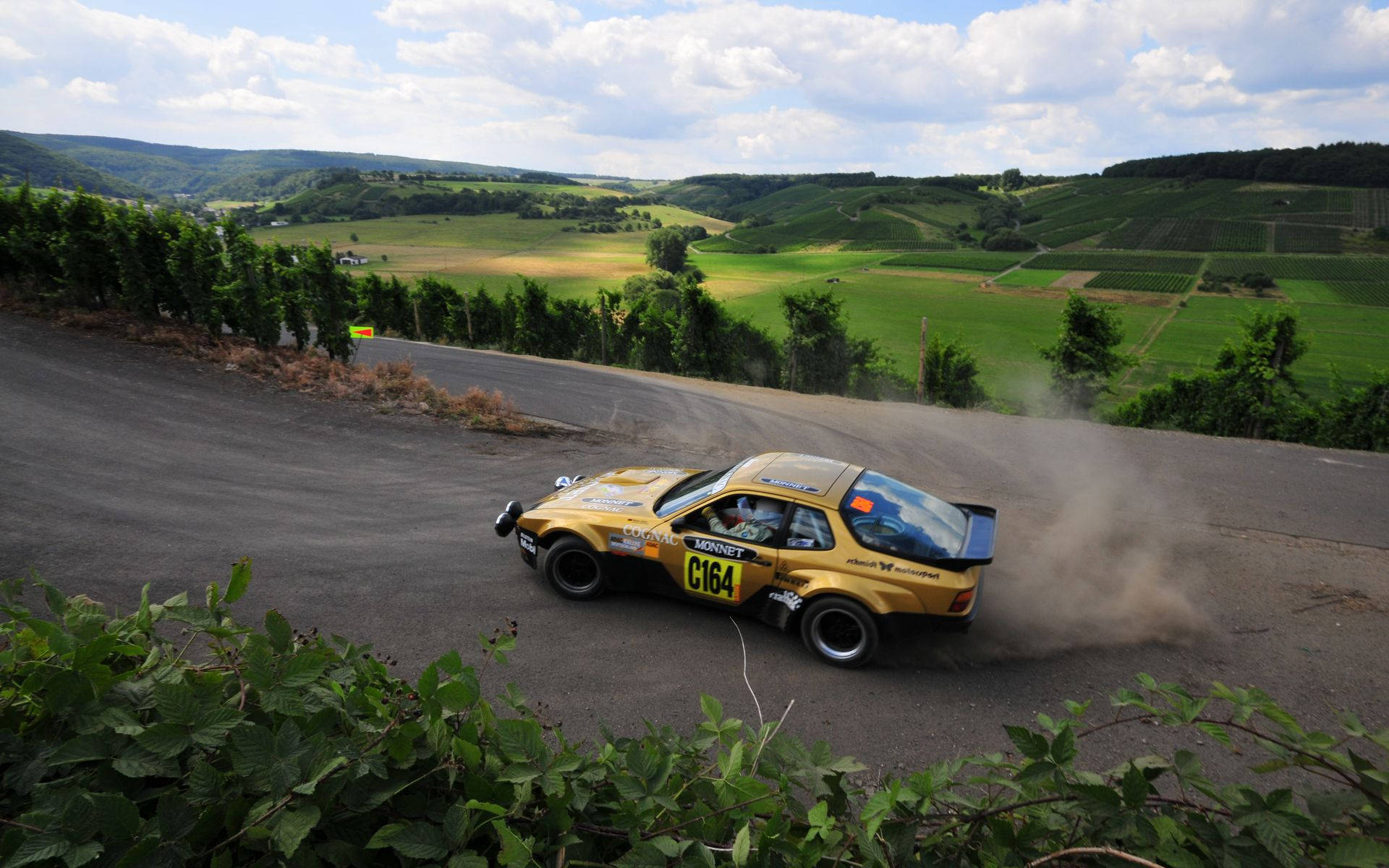 Classic Car Yellow Porsche 944 Background