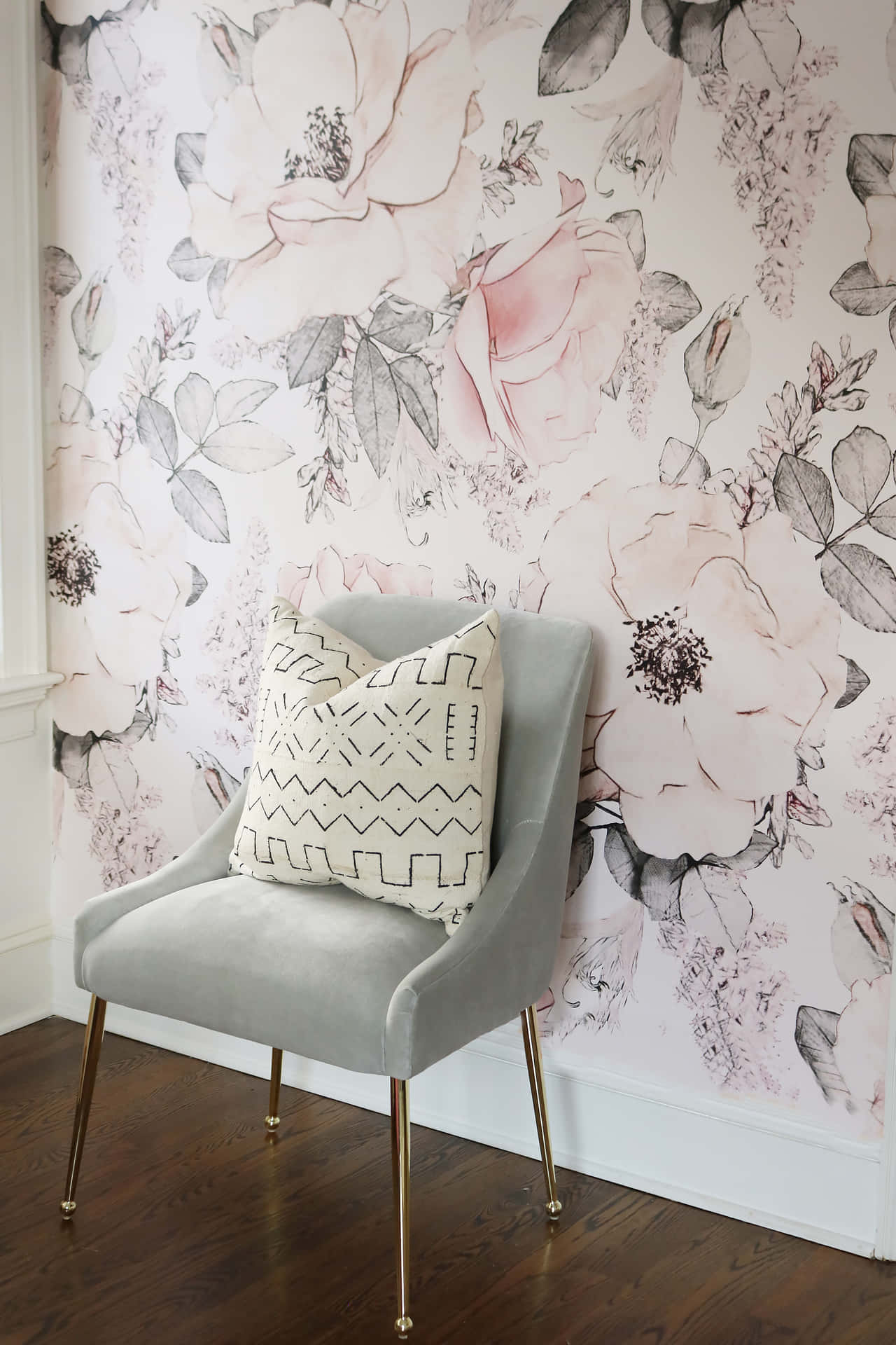 Classic Conventional Chair With Wall Art Background