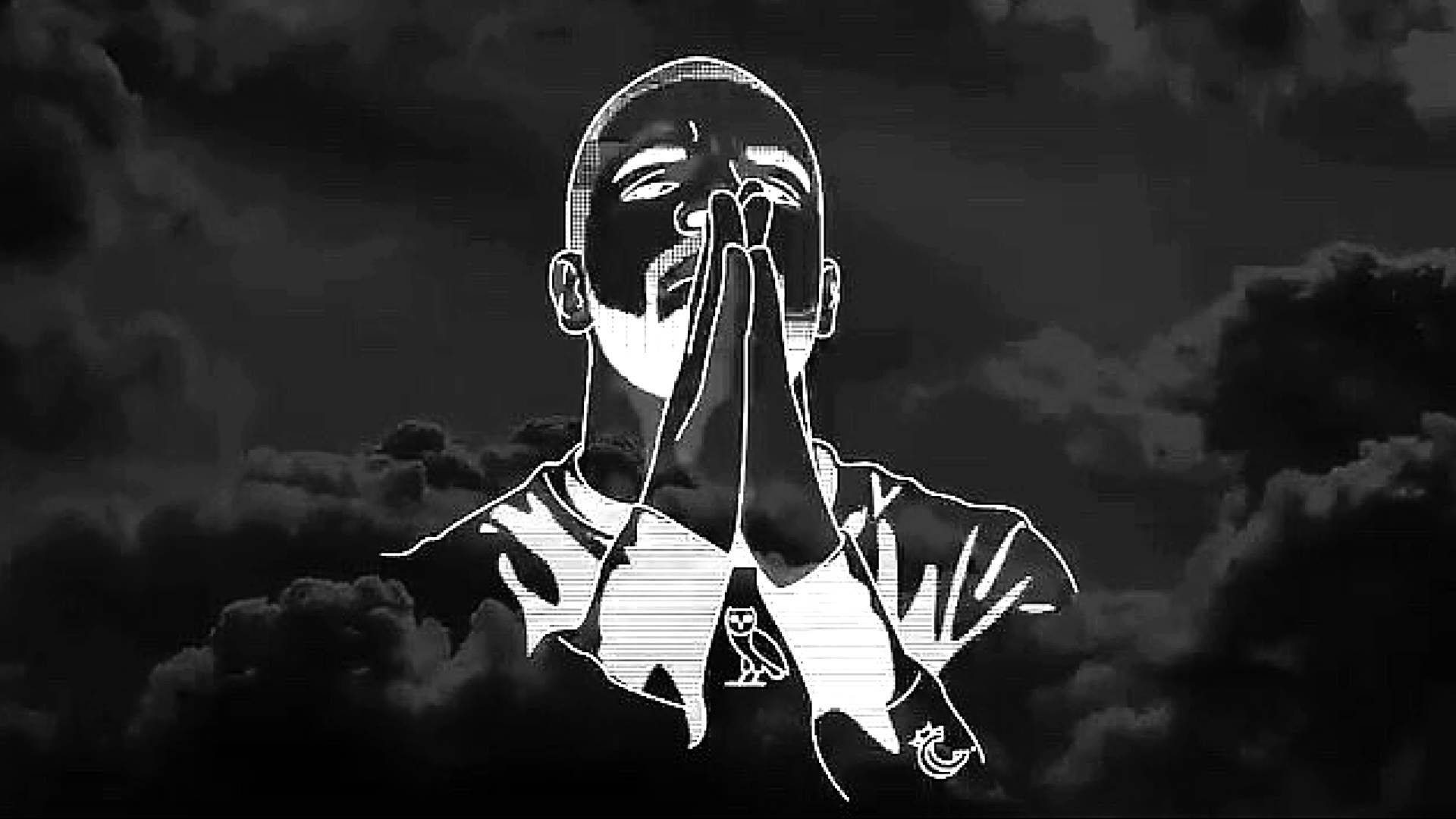 Classic Drake Ovo Shirt Design Showcasing His Iconic Praying Stance Background