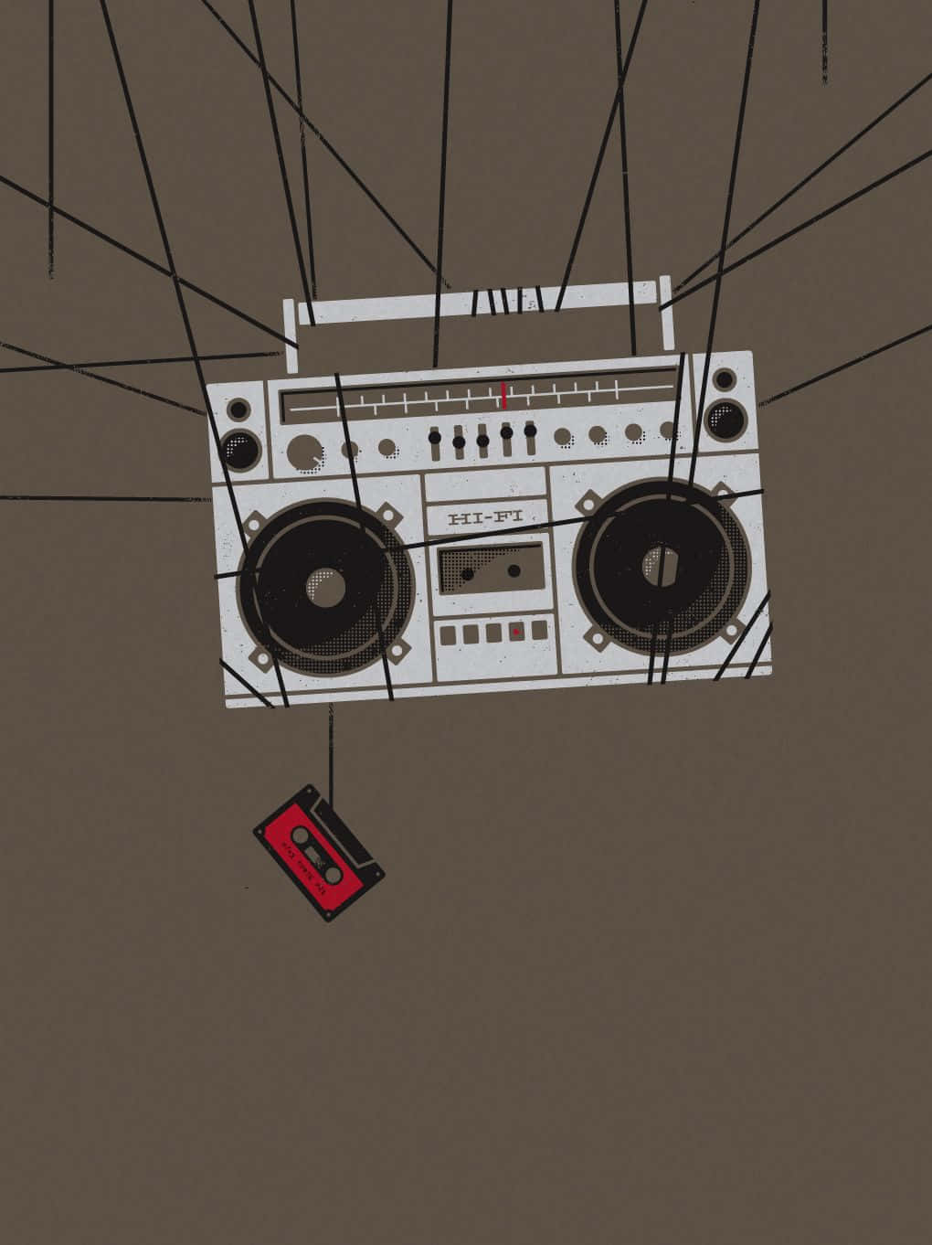 Classic Gray Boombox And Cassette Background