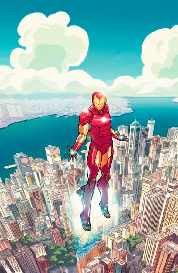 Classic Iron Man Arms Himself With Blasters From Tony Stark's Workshop. Background