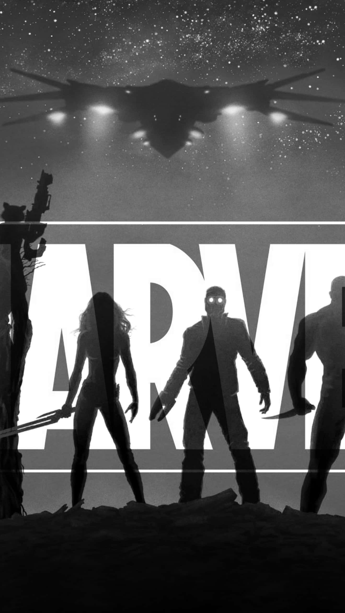 Classic Marvel Heroes In Black And White Background