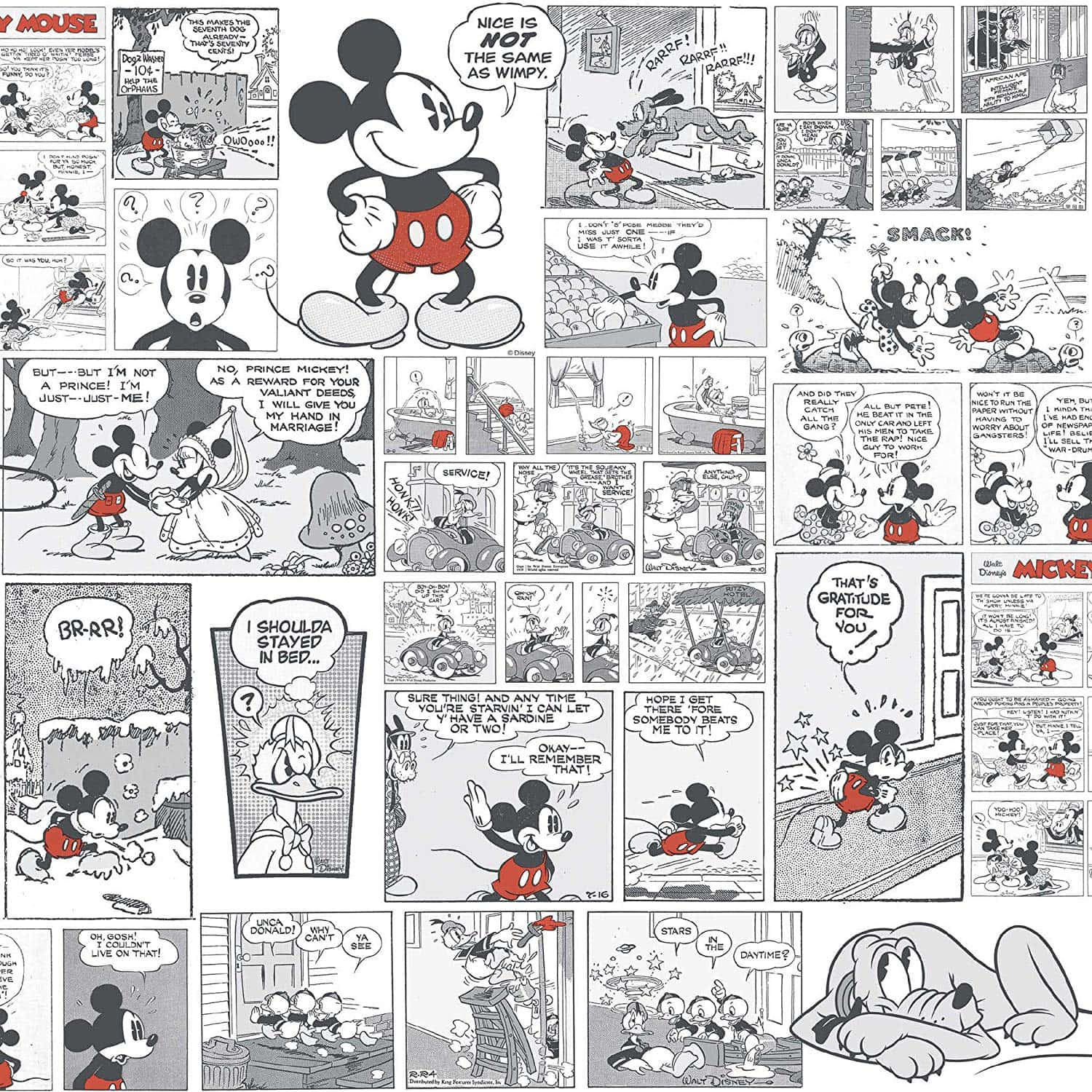 Classic Mickey Mouse Comic Strips Background