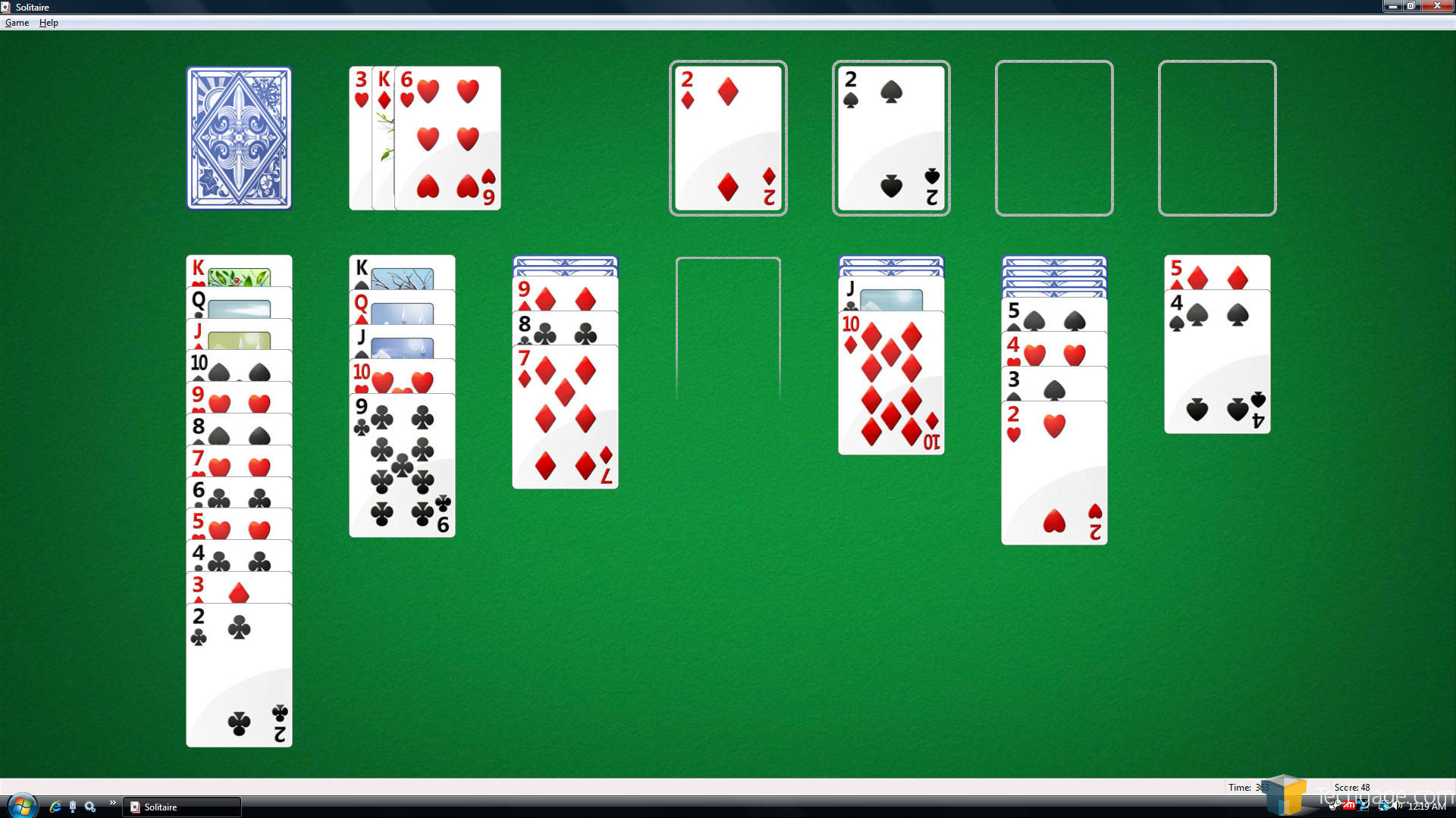 Classic Microsoft Solitaire Computer Game Background