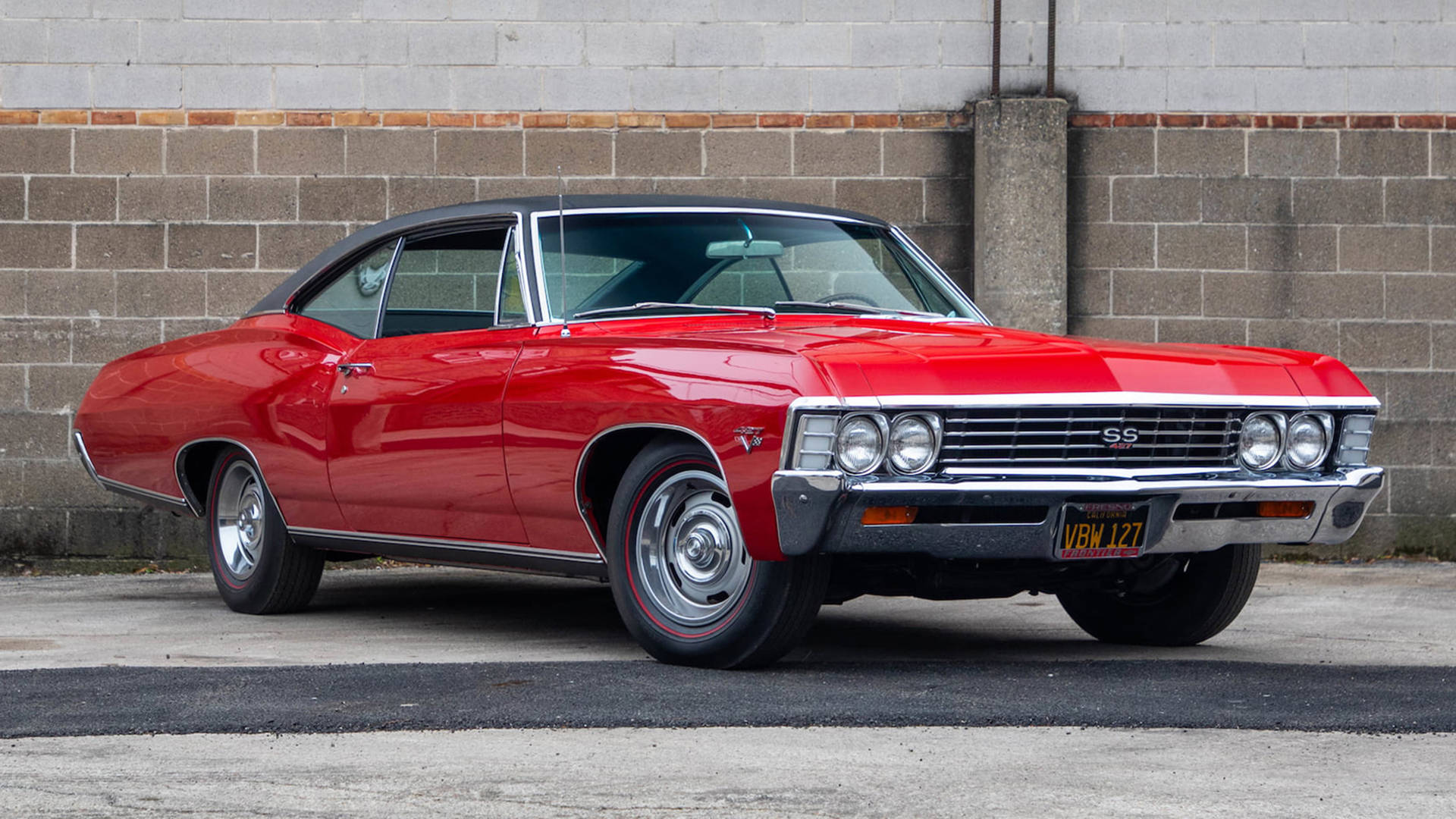 Classic Perfection - Red 1967 Chevrolet Impala Background