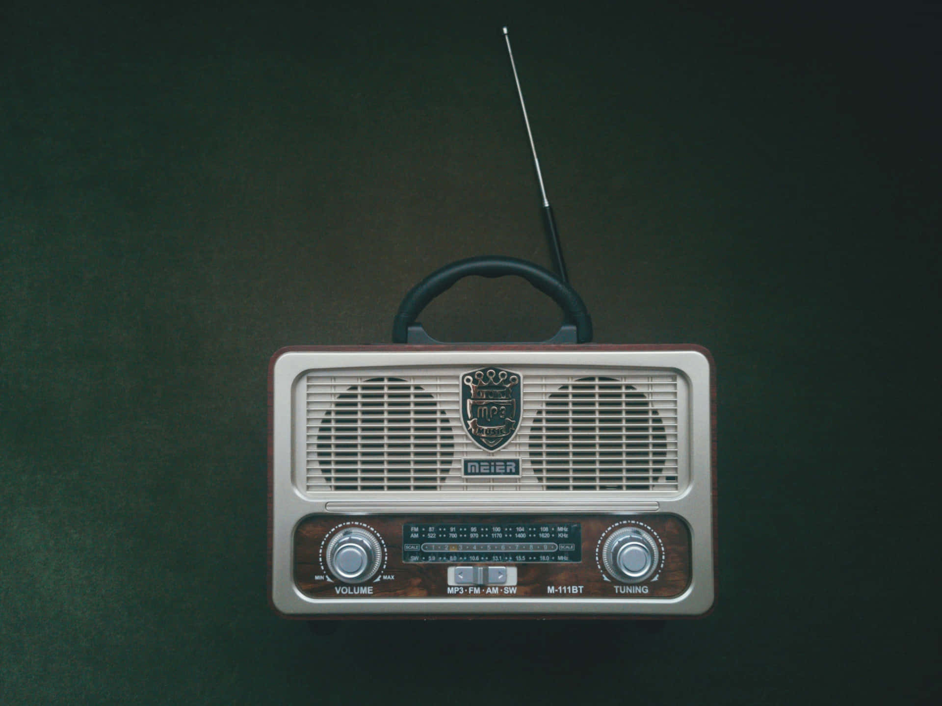 Classic Radio Receiver With Antenna Background