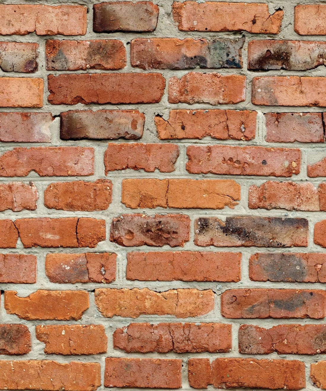 Classic Red Brick Wall With Cracked Texture Background