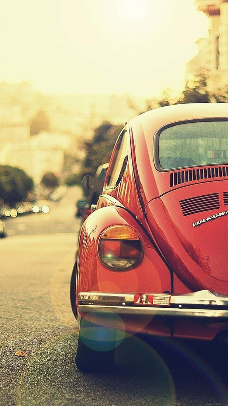Classic Red Volkswagen Car Iphone Background