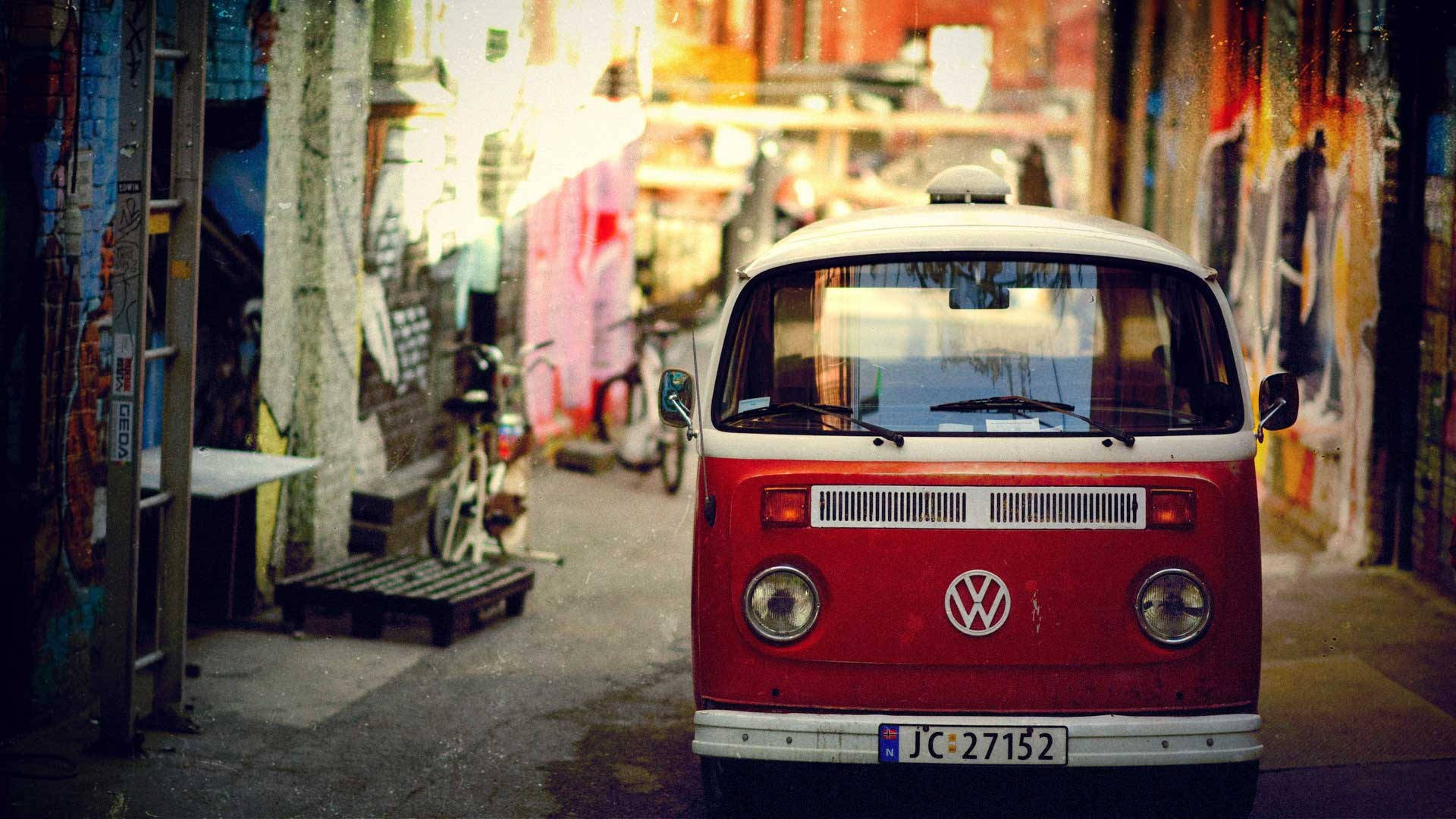 Classic Red Volkswagen Kombi Background