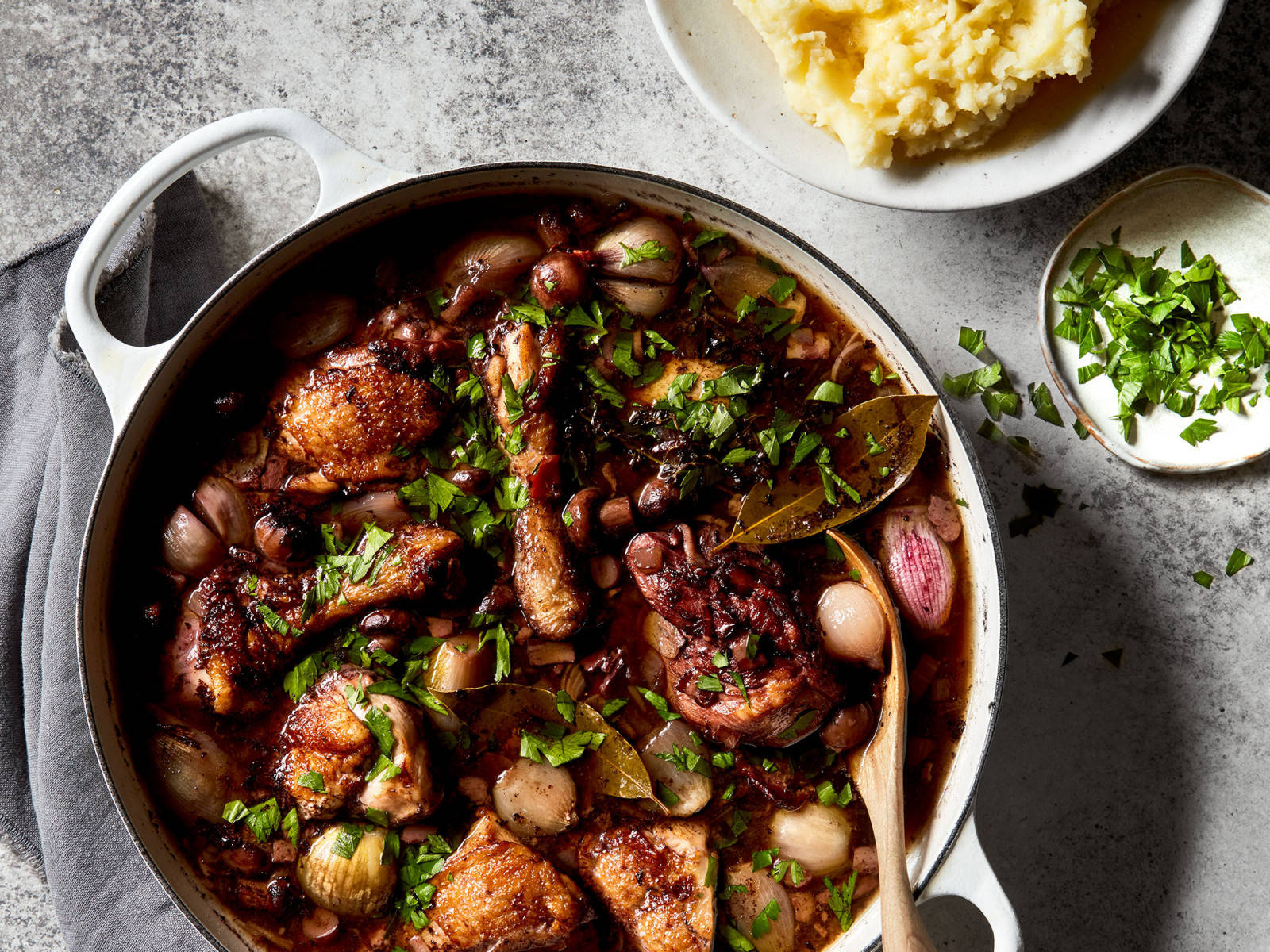 Classic Red Wined Coq Au Vin On A Pot