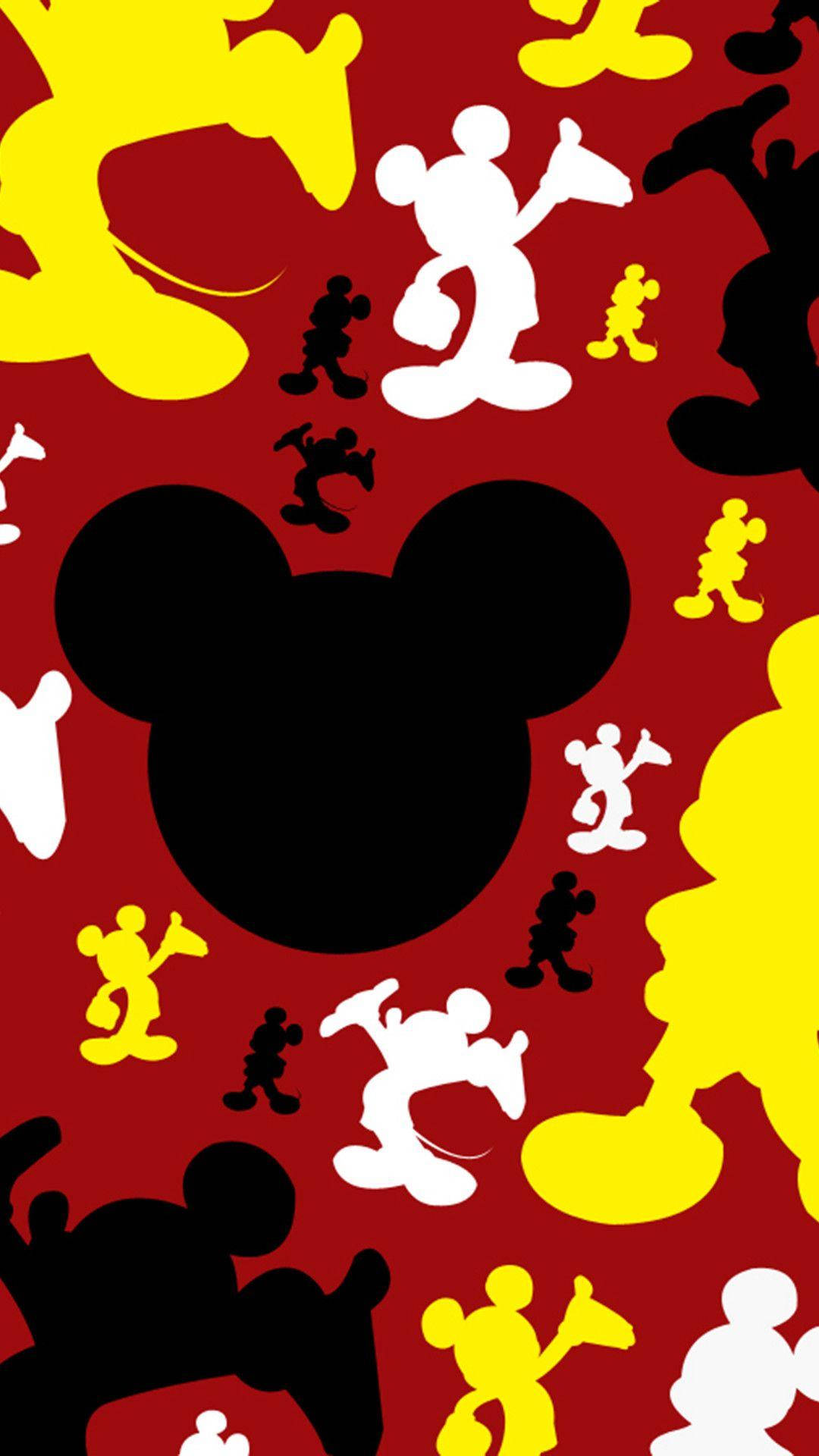 Classic Silhouette Of Mickey Mouse Iphone Background
