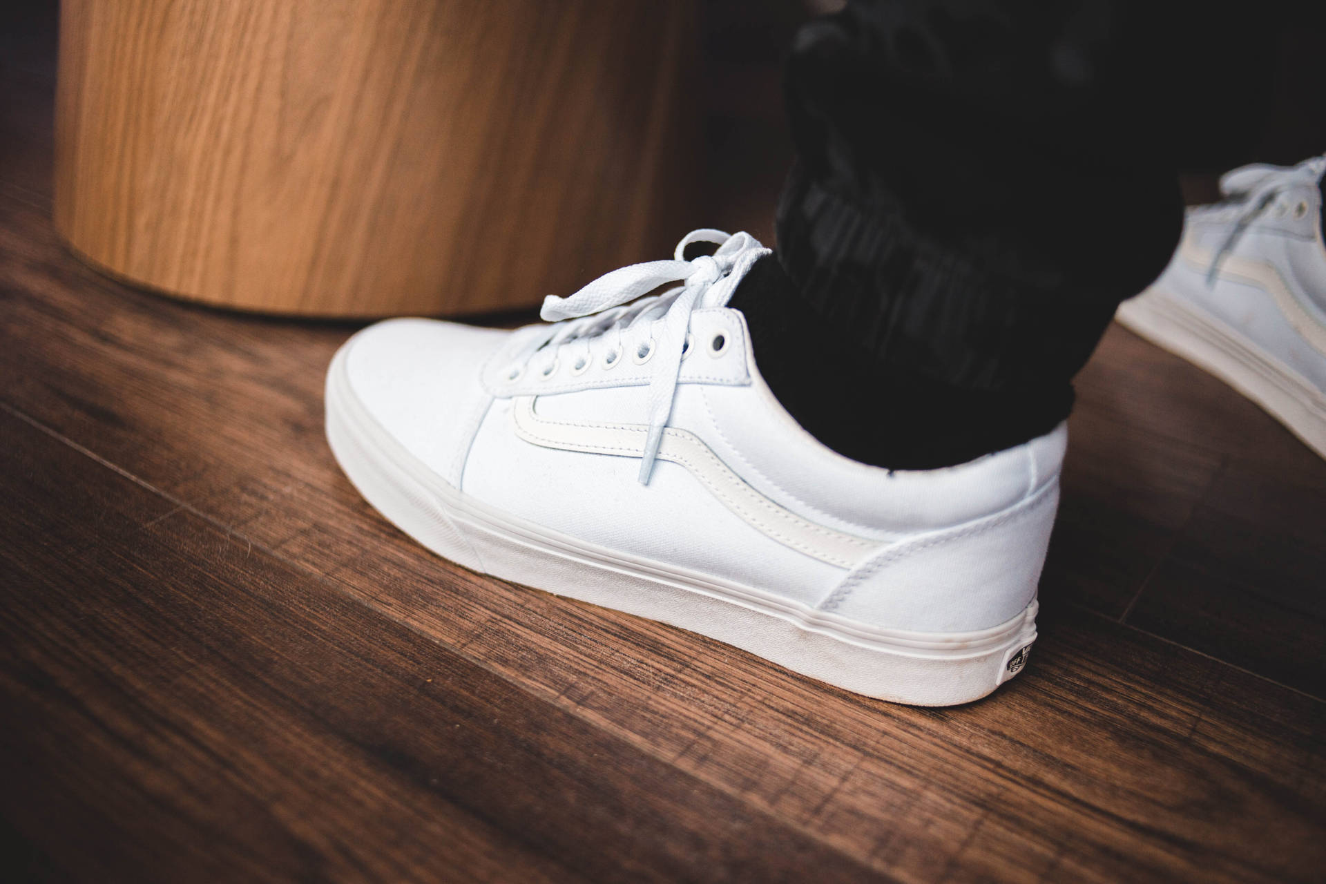 Classic White Vans Sneaker Background