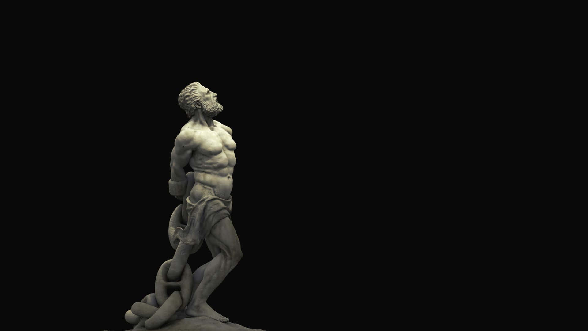 Classical Hero Sculpture Black Background Background