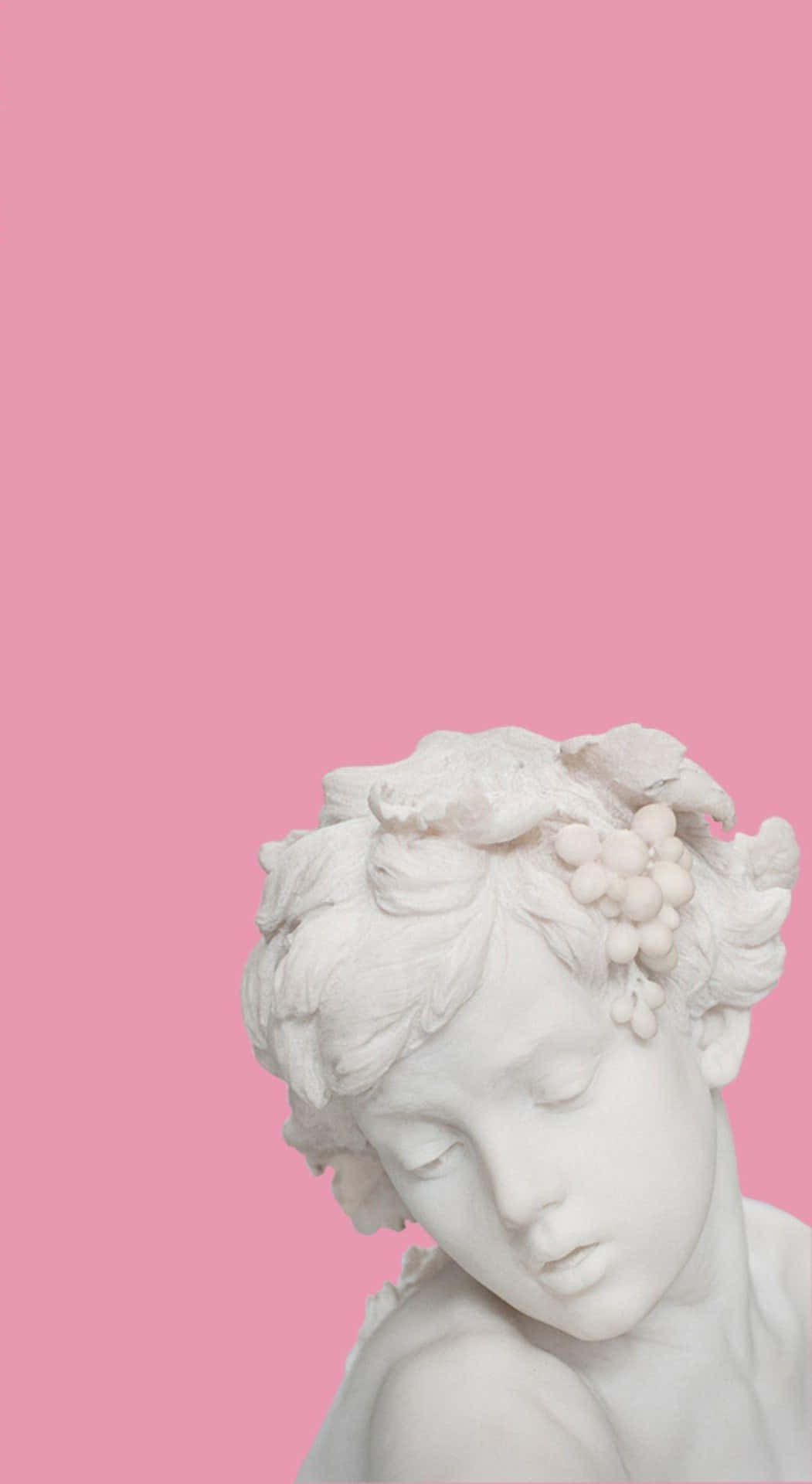 Classical Statue Head Pink Background